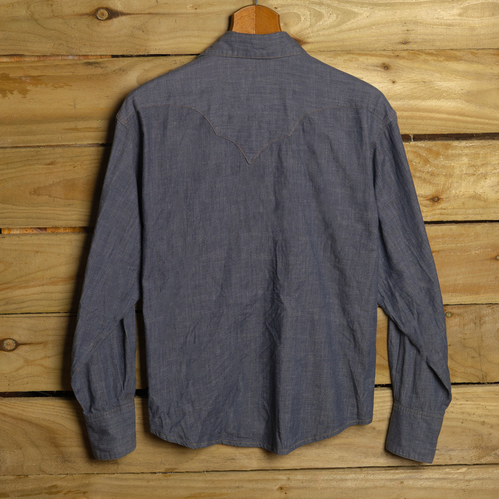 Vintage Rockmount Ranch Wear Chambray Western Shirt with Pearl Snaps S