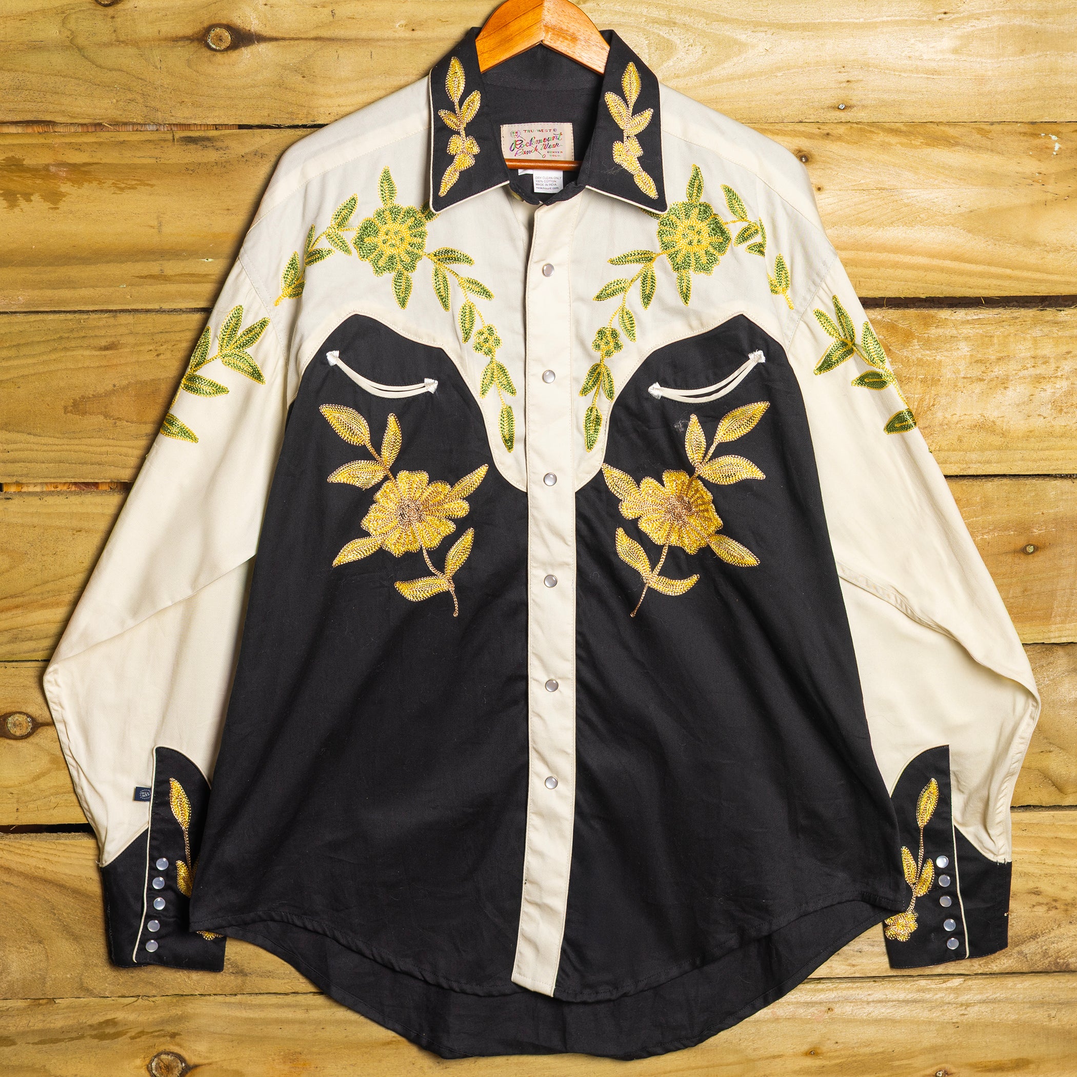 Rockmount Ranch Wear Embroidered Black & White Pearl Snap Western Shirt – Vintage XL