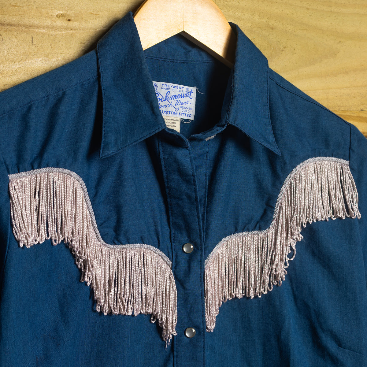 Vintage Rockmount Women's Navy Fringe Pearl Snap Western Shirt