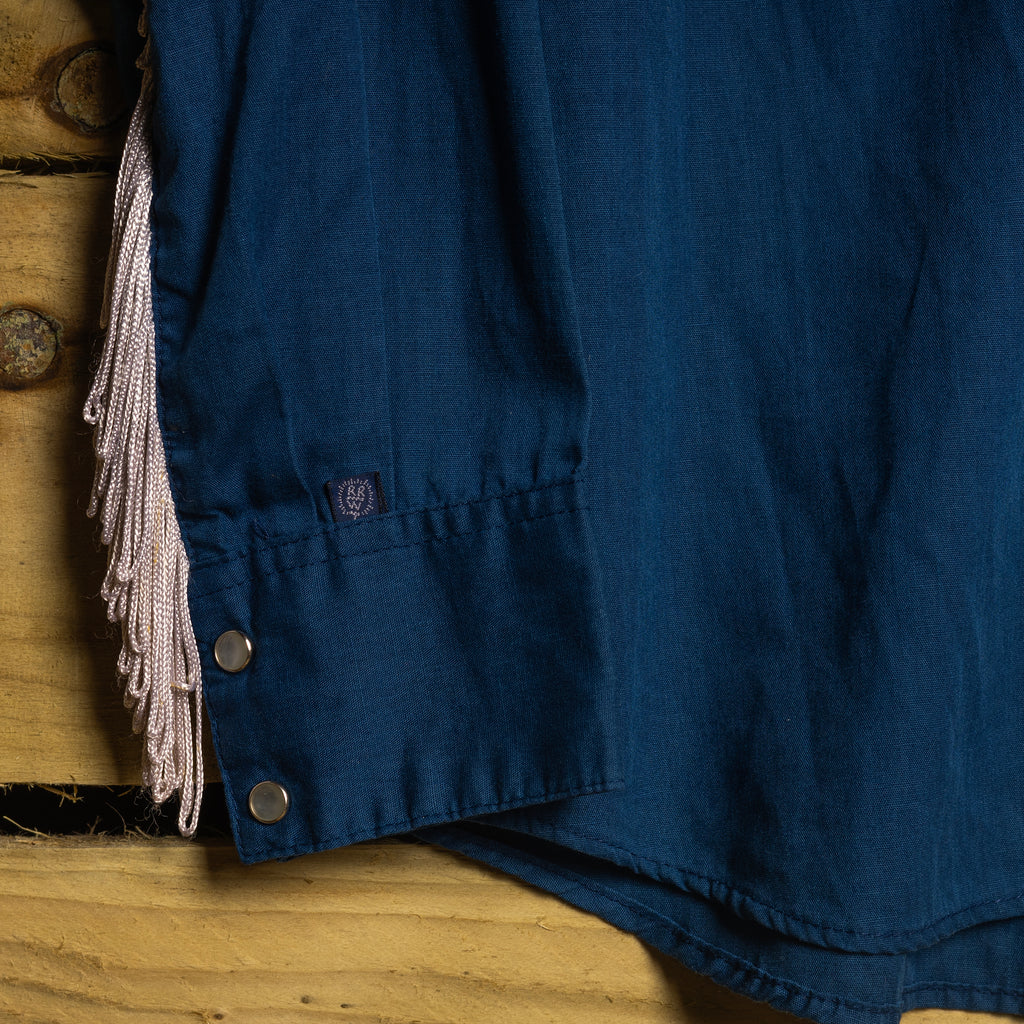 Vintage Rockmount Women's Navy Fringe Pearl Snap Western Shirt
