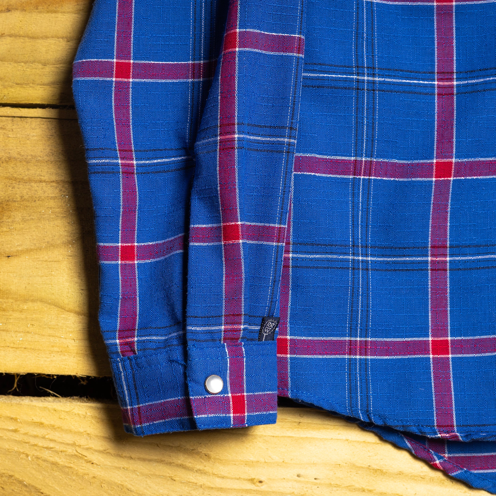 Vintage Rockmount Ranch Wear Fringed Blue & Red Western Shirt – Pearl Snaps, Size M (12-14)