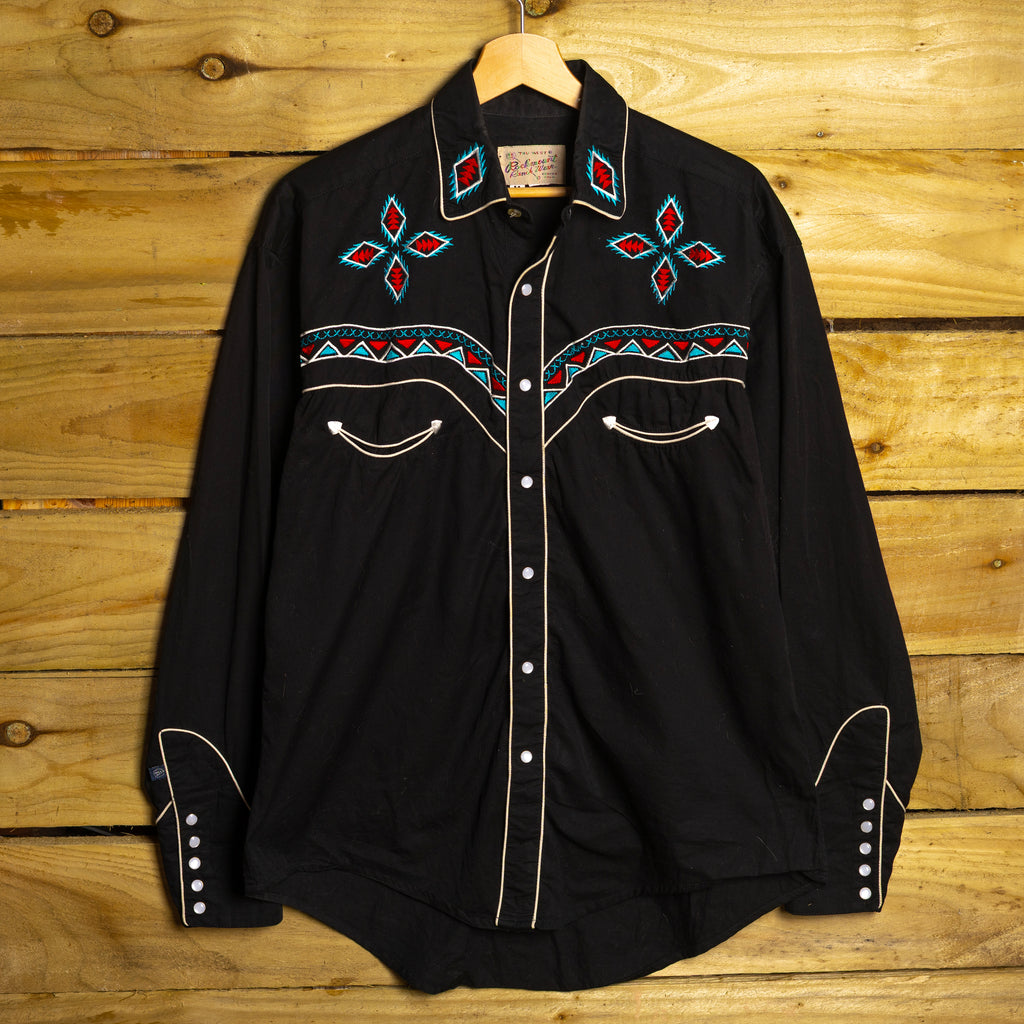 Vintage Rockmount Ranch Wear Black Embroidered Western Shirt | Size M