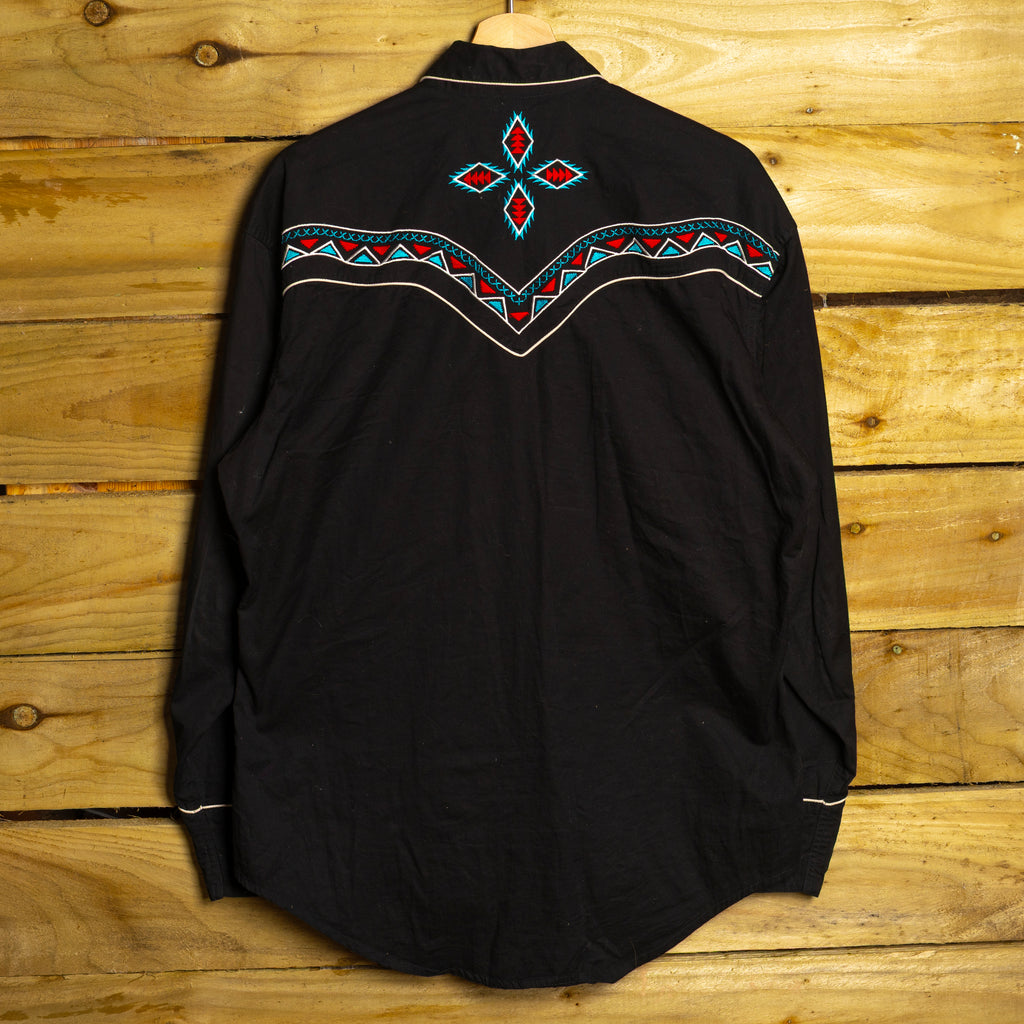 Vintage Rockmount Ranch Wear Black Embroidered Western Shirt | Size M