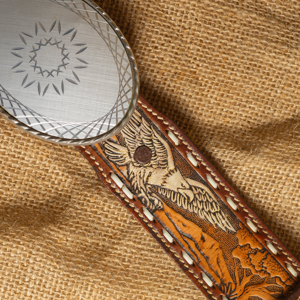 Vintage Rockmount Brown Tooled Leather Eagle Western Belt, 30/32