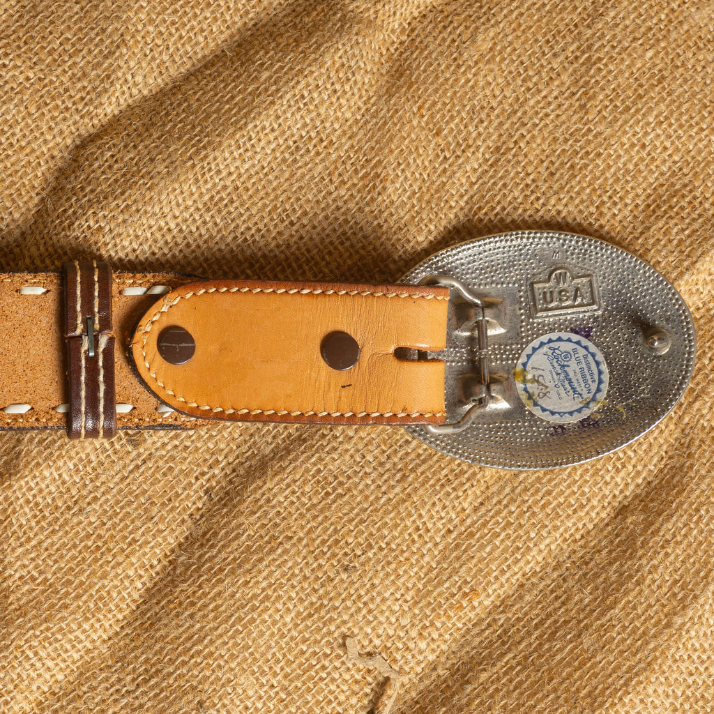 Vintage Rockmount Brown Tooled Leather Eagle Western Belt, 30/32