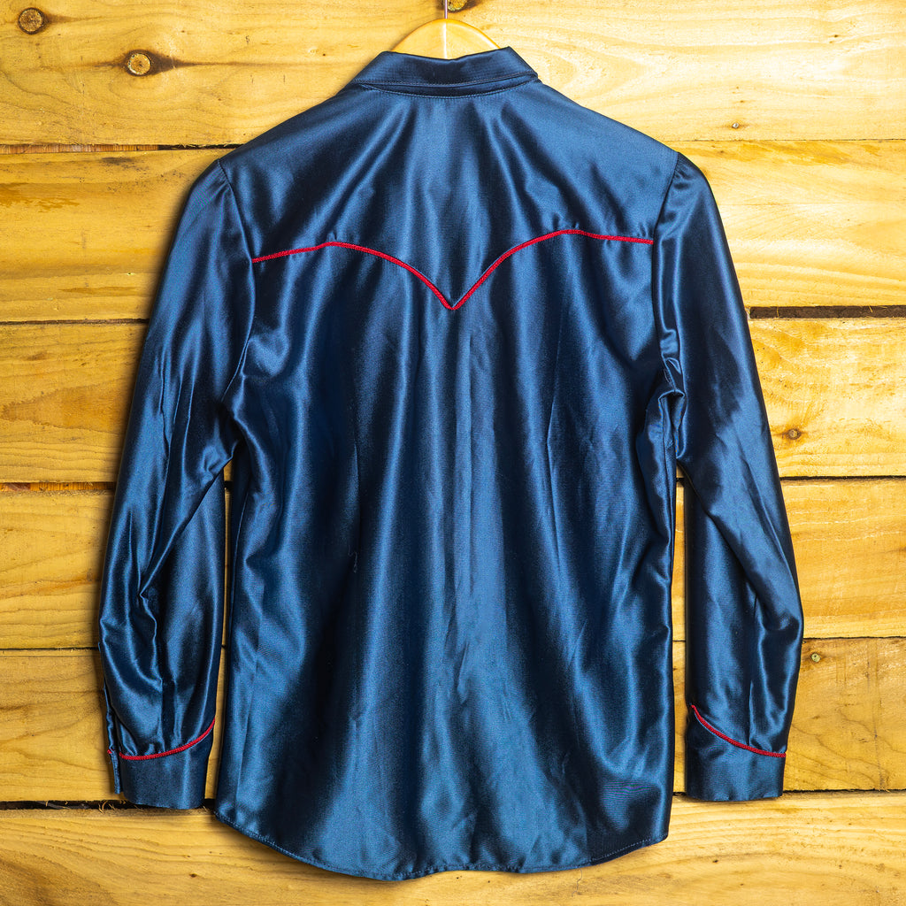 Rockmount Ranch Wear Blue Floral Embroidered Cowgirl Shirt – Pearl Snaps – Size S–M (12–14)