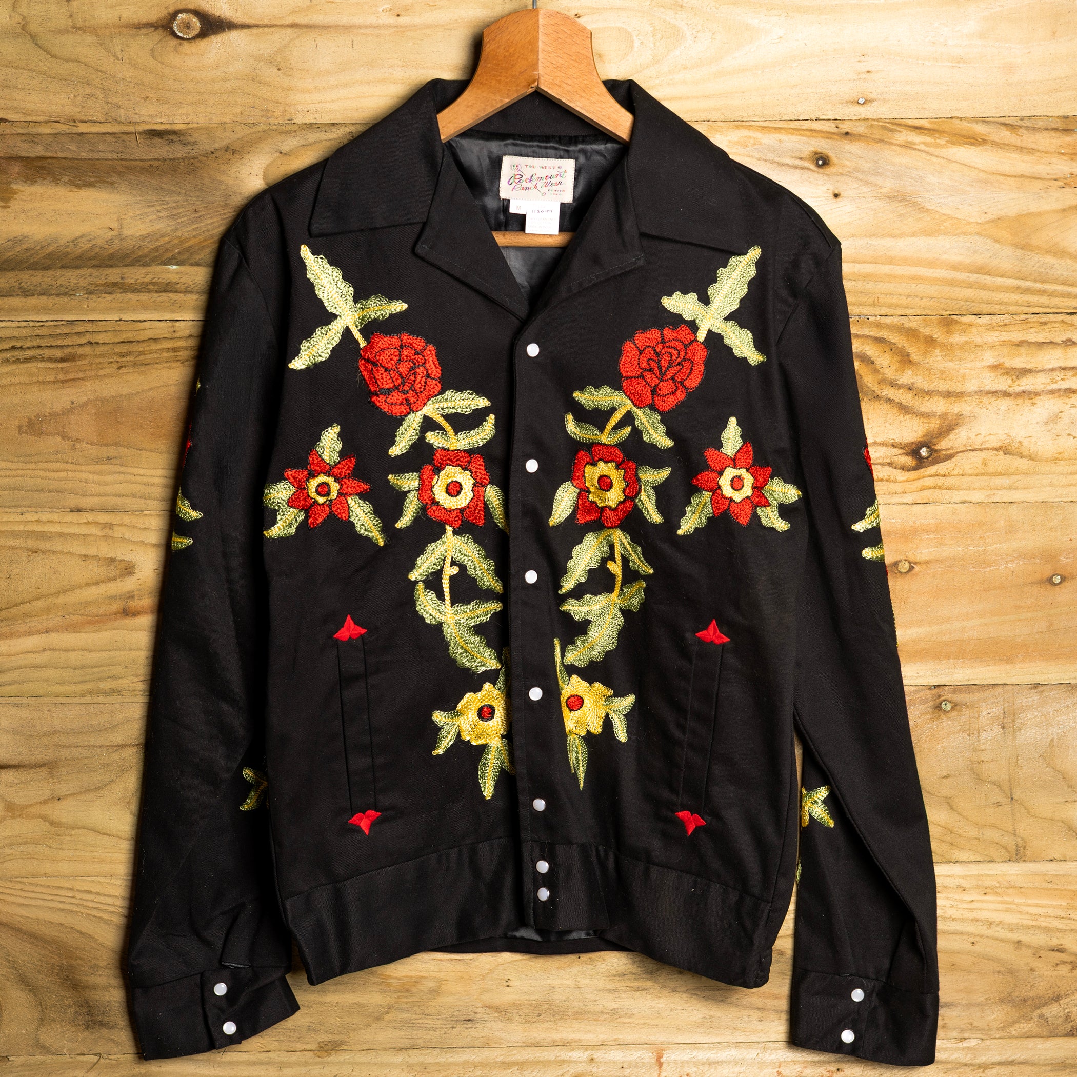 Rockmount Ranch Wear Rose Embroidered Black Bolero Jacket M