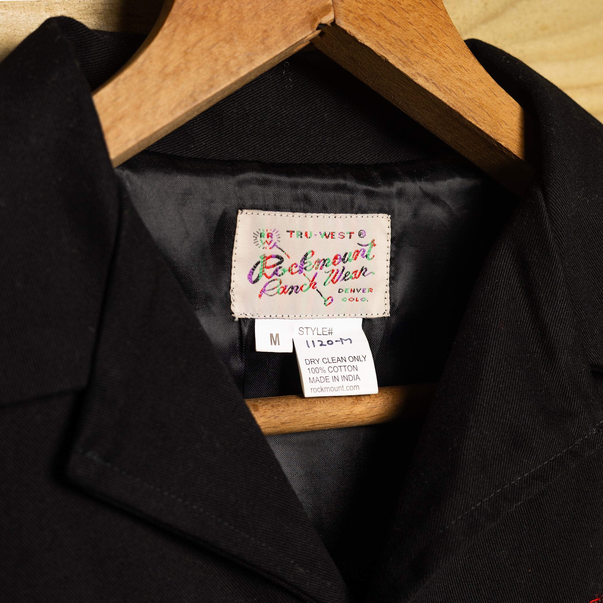 Rockmount Ranch Wear Rose Embroidered Black Bolero Jacket M