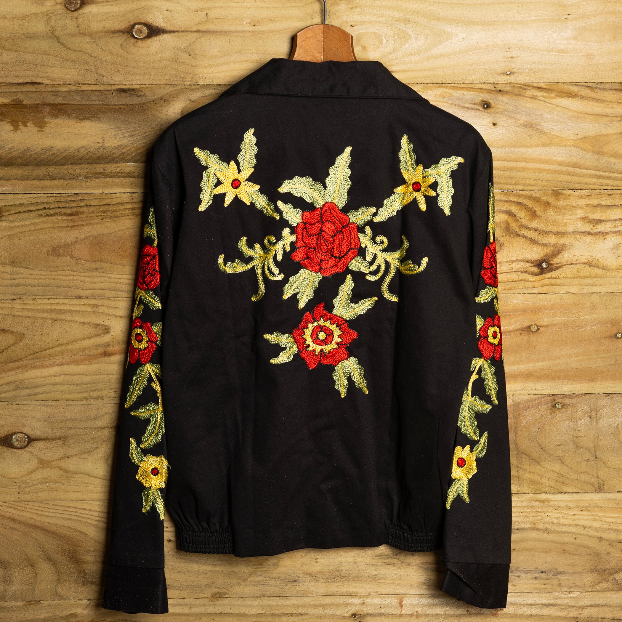 Rockmount Ranch Wear Rose Embroidered Black Bolero Jacket M