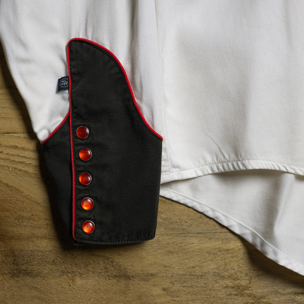 Vintage Rockmount Ranchwear Embroidered Cream and Black Rhinestone Western Shirt M