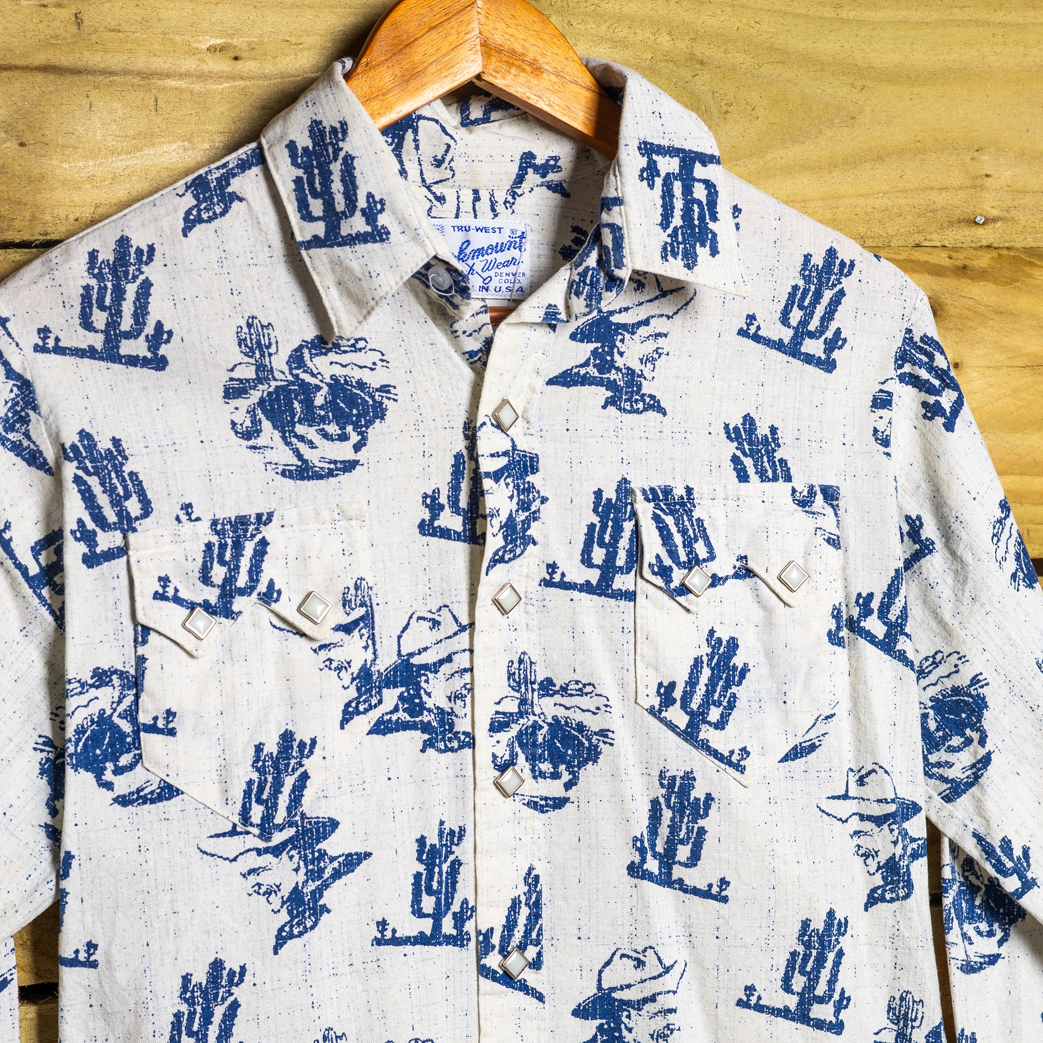 Vintage Rockmount Ranchwear Cowboy & Cactus Print Shirt with Pearl Snaps - Women's 10