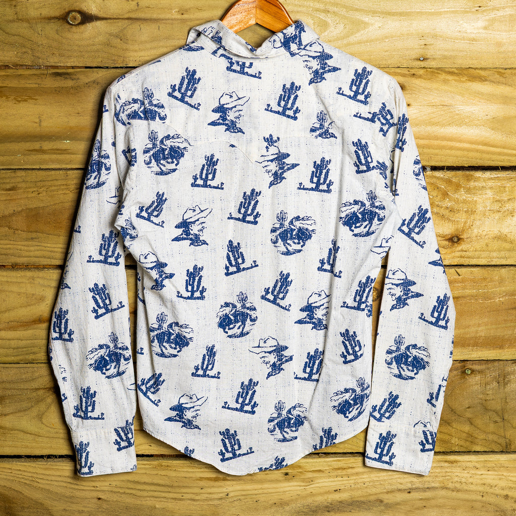 Vintage Rockmount Ranchwear Cowboy & Cactus Print Shirt with Pearl Snaps - Women's 10