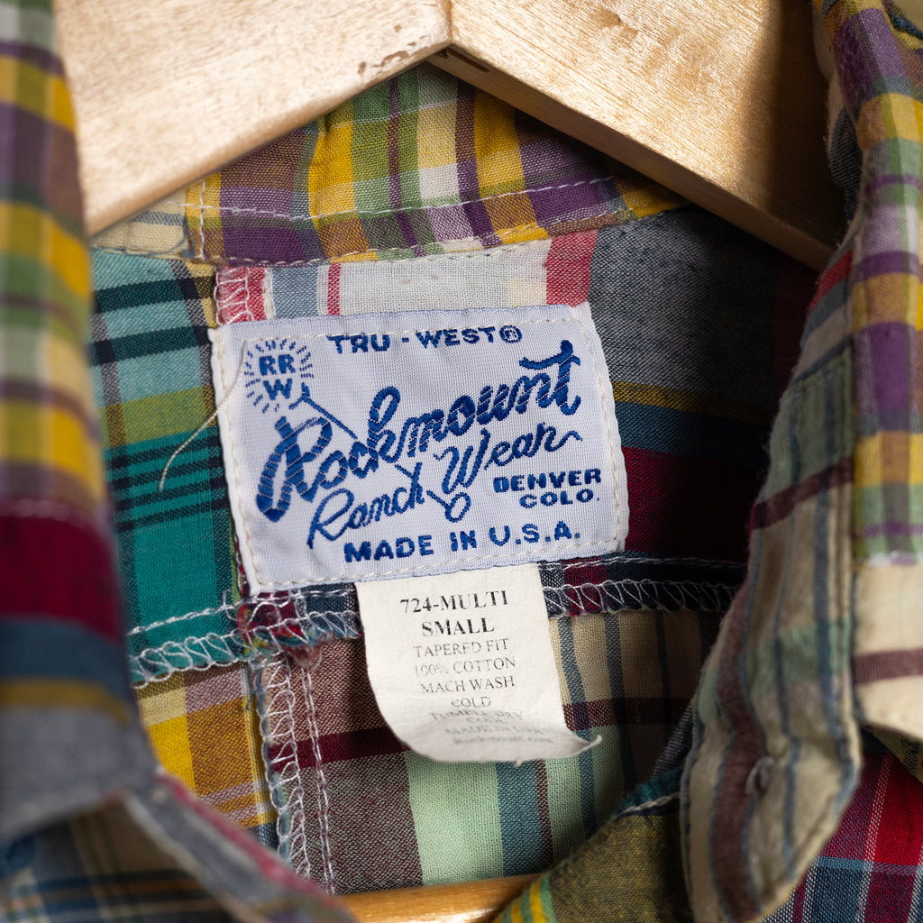 Vintage Rockmount Ranch Wear Plaid Western Shirt - Pearl Snaps - Size S (8-10)
