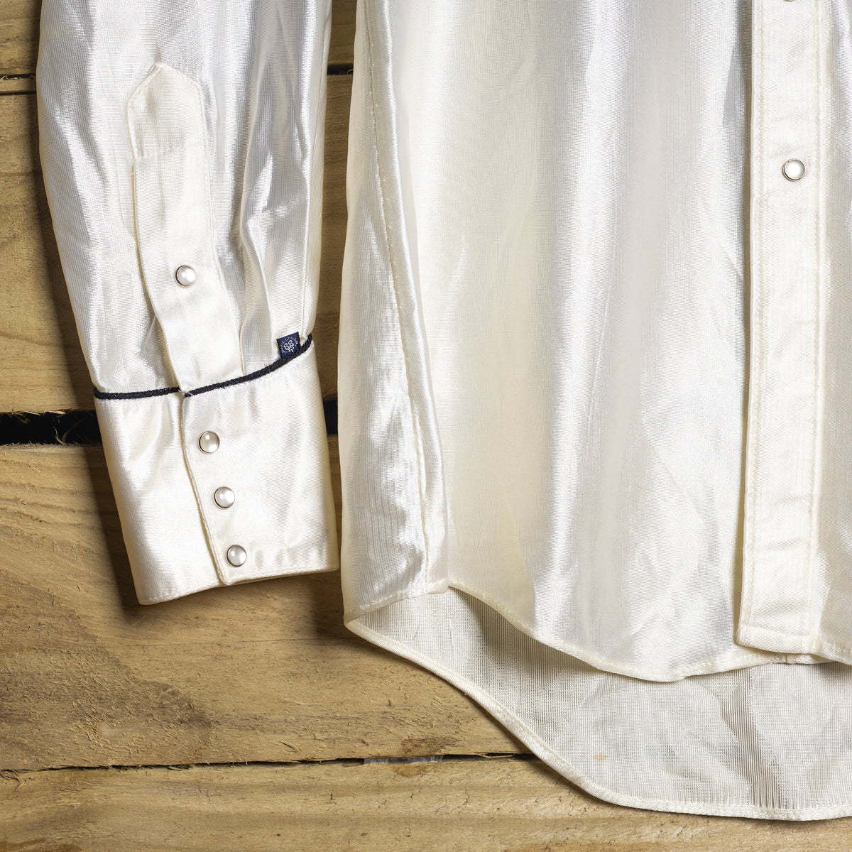 Vintage Rockmount Cream-Beige Western Shirt with Black Piping M