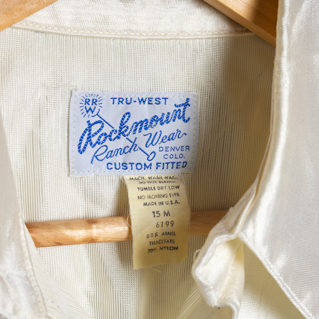 Vintage Rockmount Cream-Beige Western Shirt with Black Piping M
