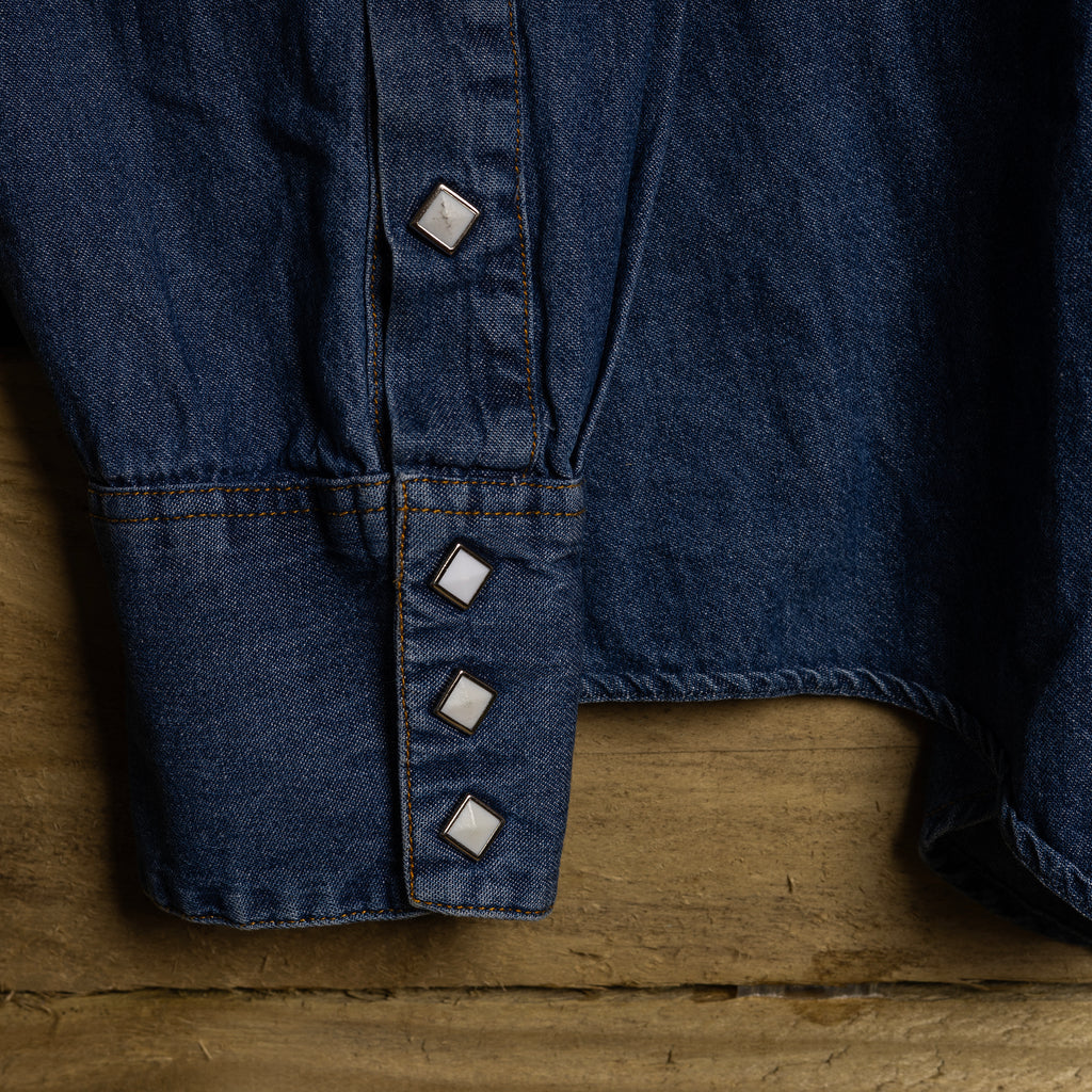 Rockmount Ranch Wear Blue Denim Cowboy Shirt with Square Pearl Snaps — 3XL