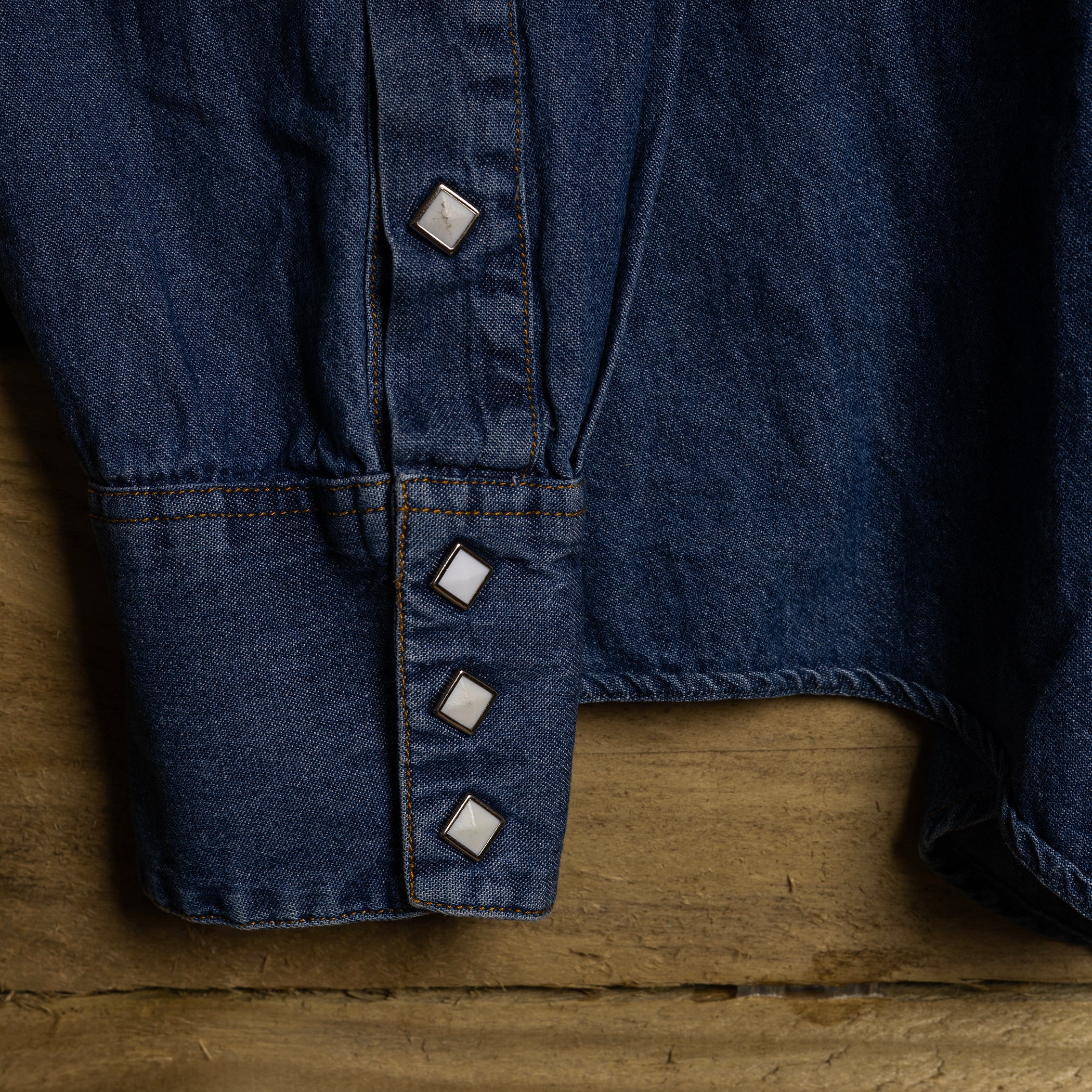 Rockmount Ranch Wear Blue Denim Cowboy Shirt with Square Pearl Snaps — 3XL