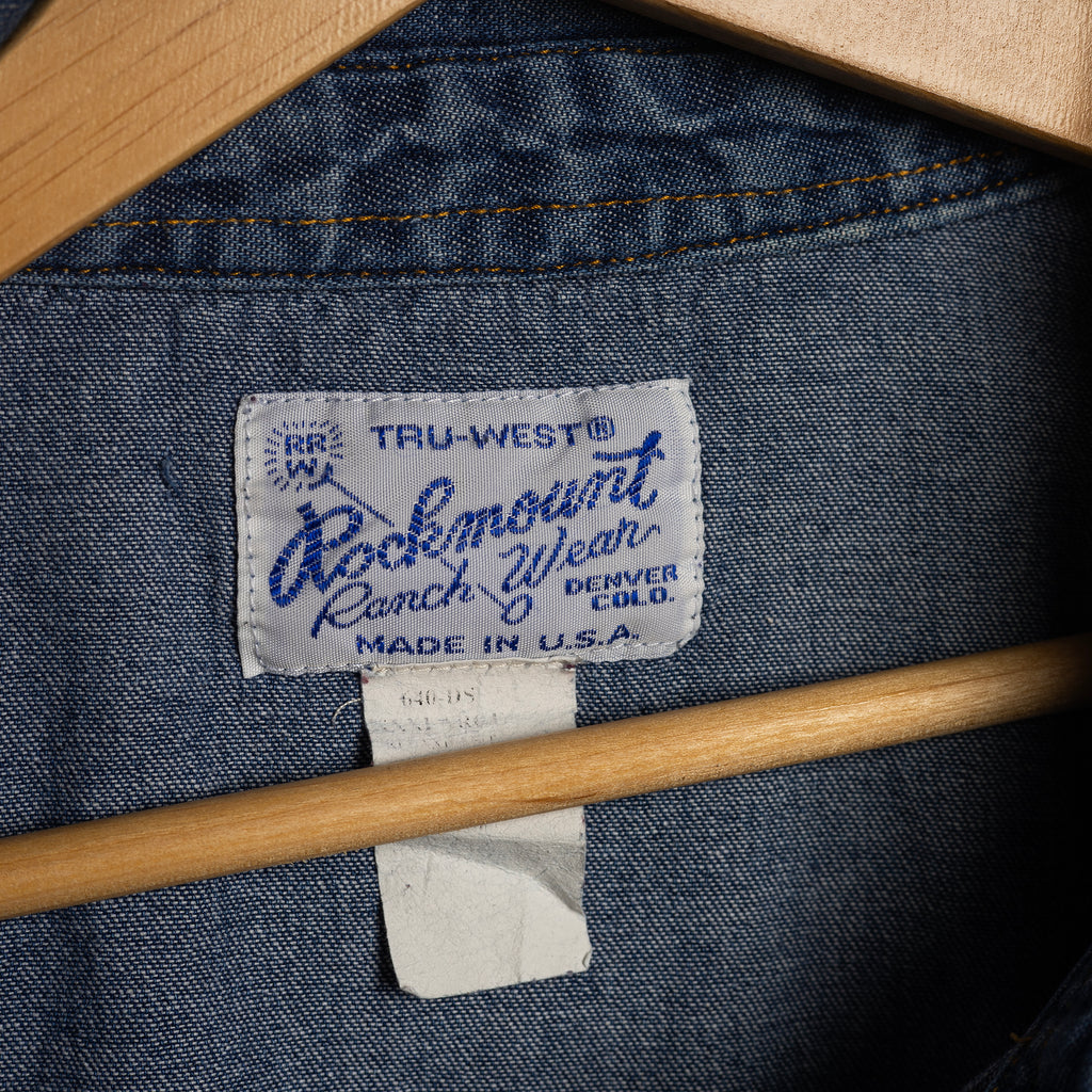 Rockmount Ranch Wear Blue Denim Cowboy Shirt with Square Pearl Snaps — 3XL
