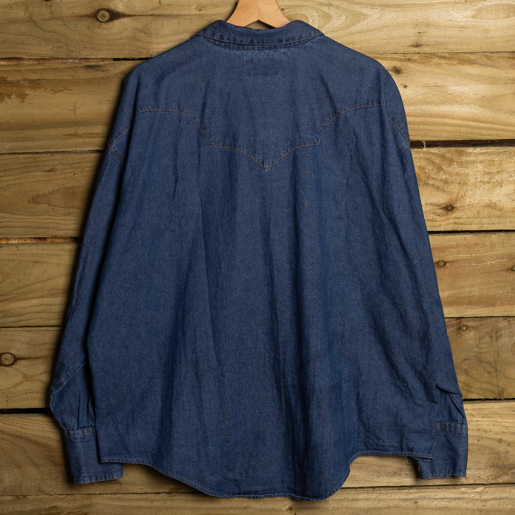 Rockmount Ranch Wear Blue Denim Cowboy Shirt with Square Pearl Snaps — 3XL