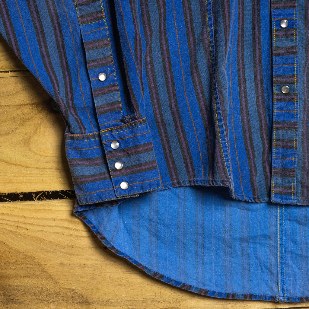 Vintage Rockmount Ranch Wear Blue Striped Western Shirt – Pearl Snaps, Size M