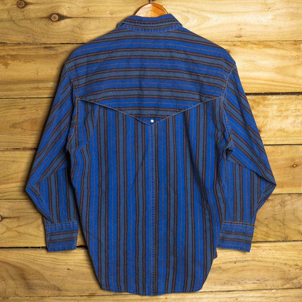Vintage Rockmount Ranch Wear Blue Striped Western Shirt – Pearl Snaps, Size M