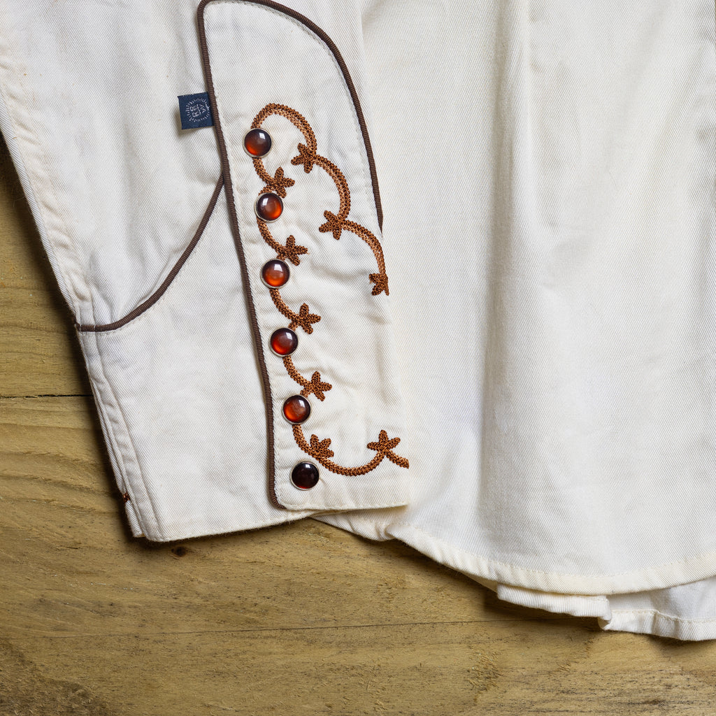 Rockmount Ranch Wear Embroidered Cream Womans Shirt L