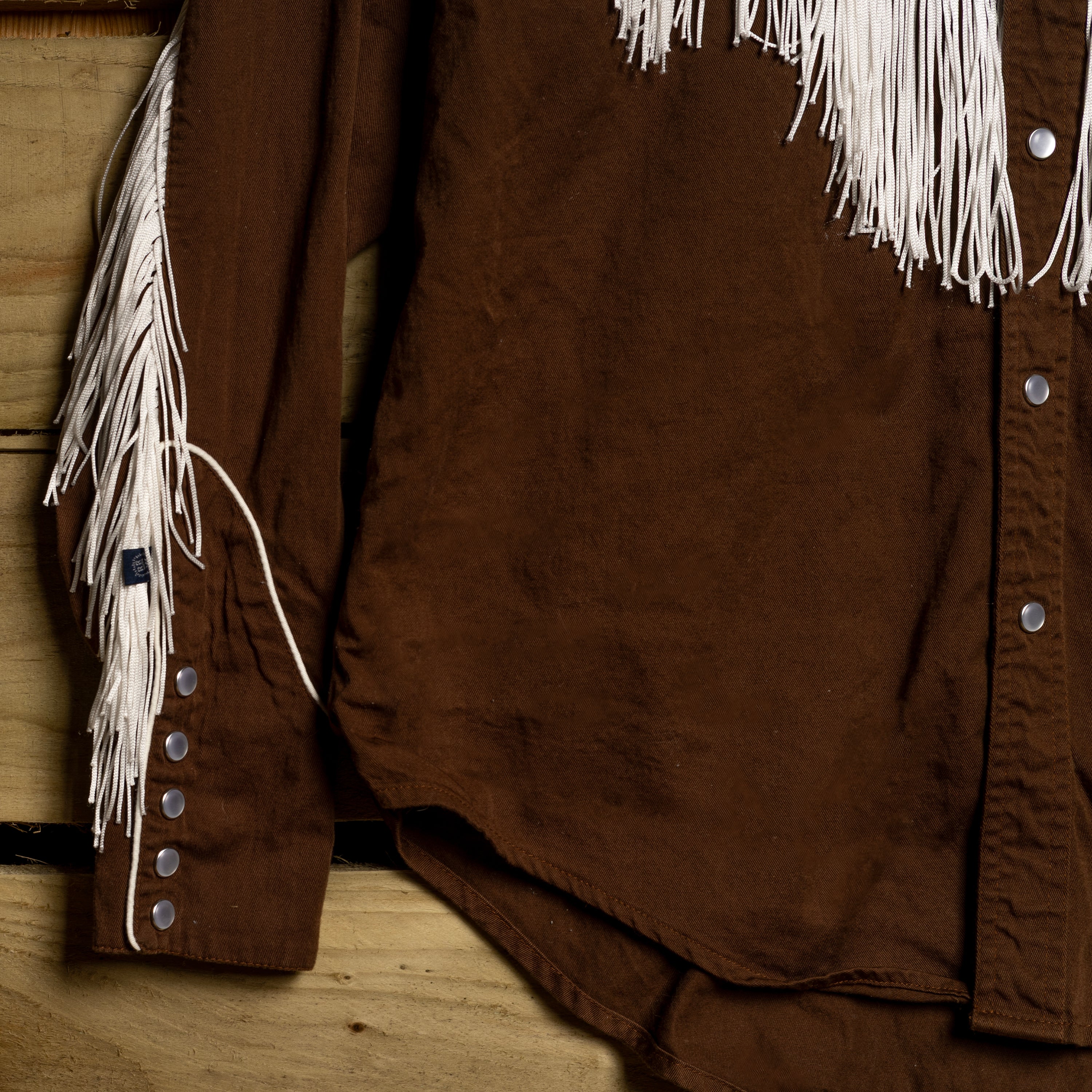 Rockmount Ranch Wear Fringed Brown Floral Embroidered Western Shirt - Pearl Snaps - Size S