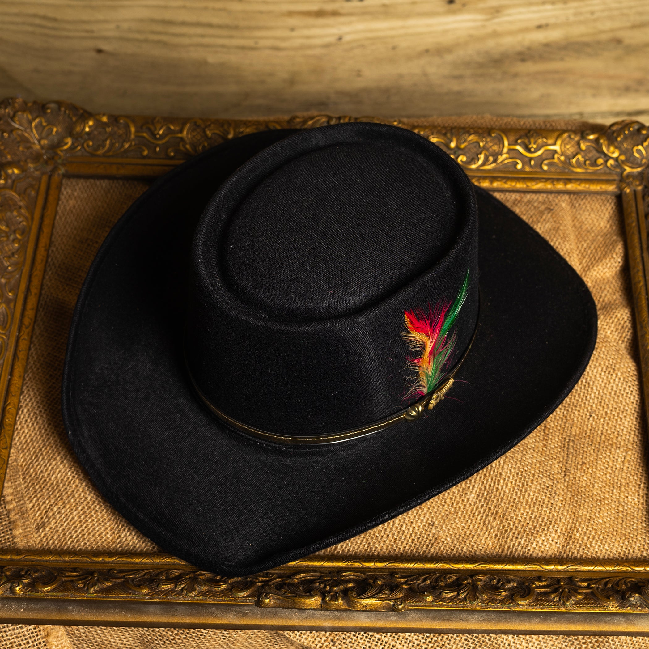 Vintage Rockmount Ranch Wear Black Cowboy Hat with Feather – Size XS (Rim 20.5")