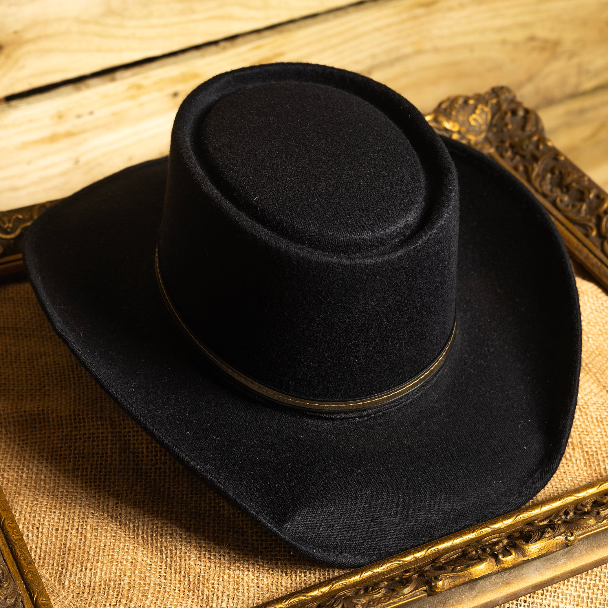 Vintage Rockmount Ranch Wear Black Cowboy Hat with Feather – Size XS (Rim 20.5")