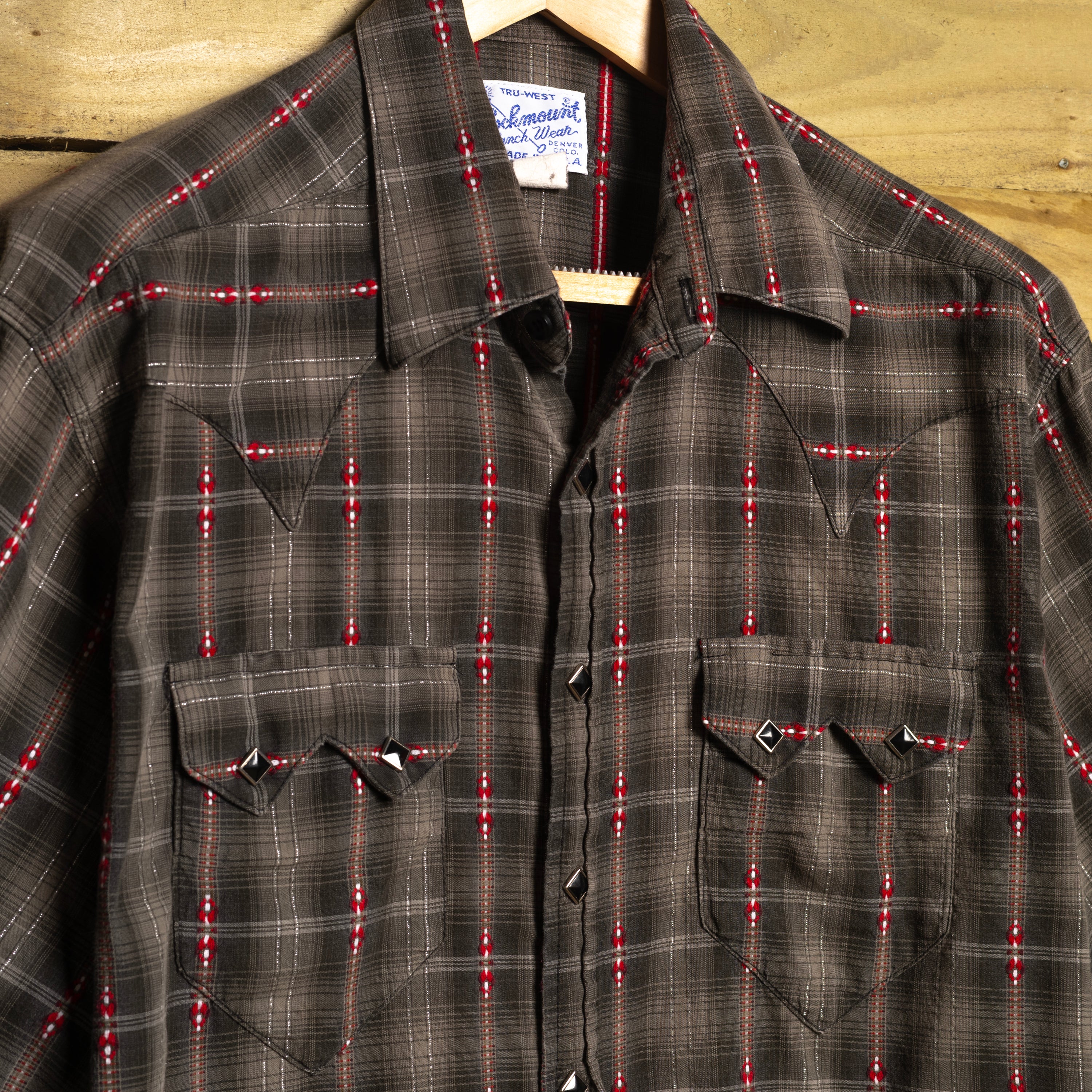 Rockmount Ranch Wear Striped Black Cotton Western Shirt | Pearl Snaps | Sawtooth Pockets | Men's M