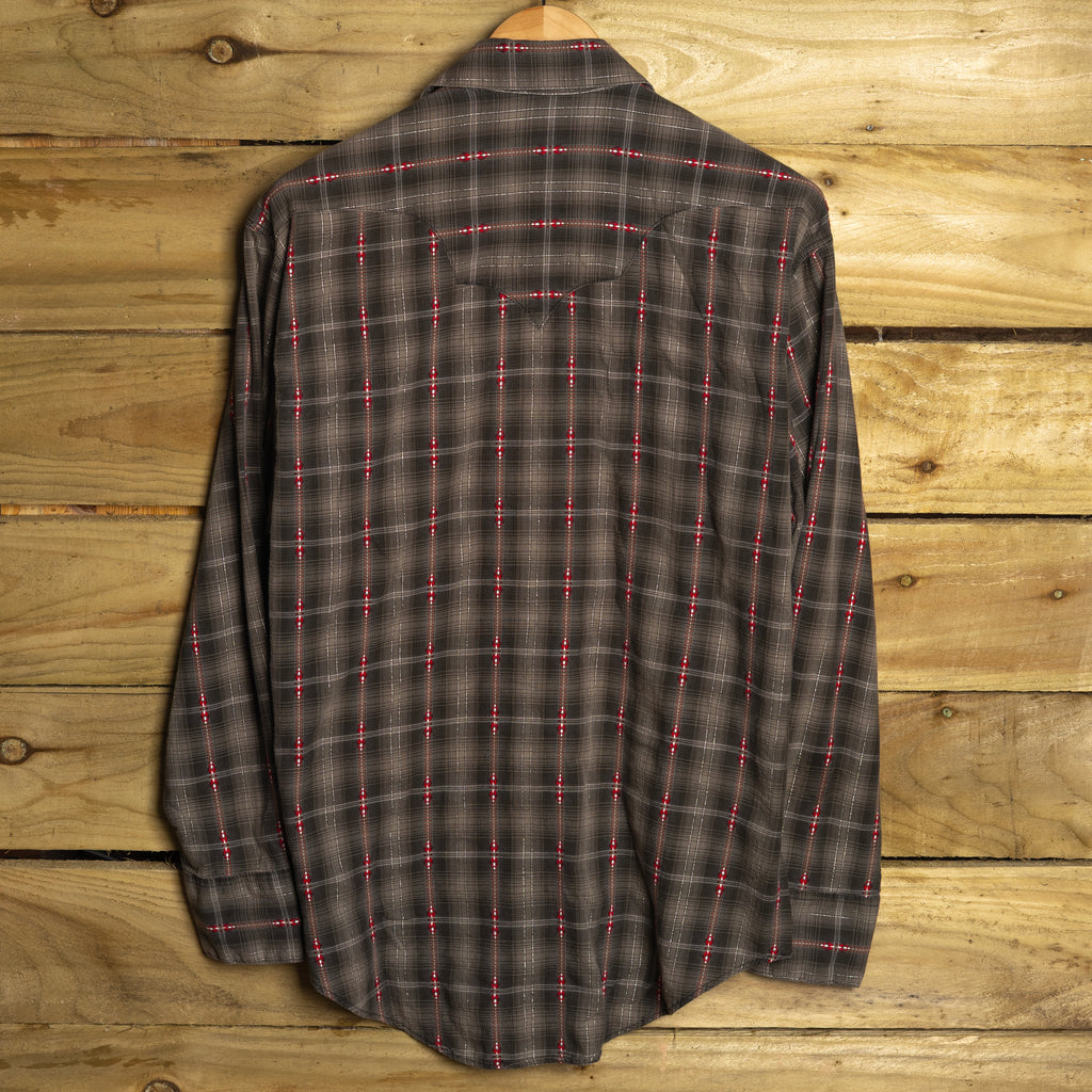 Rockmount Ranch Wear Striped Black Cotton Western Shirt | Pearl Snaps | Sawtooth Pockets | Men's M