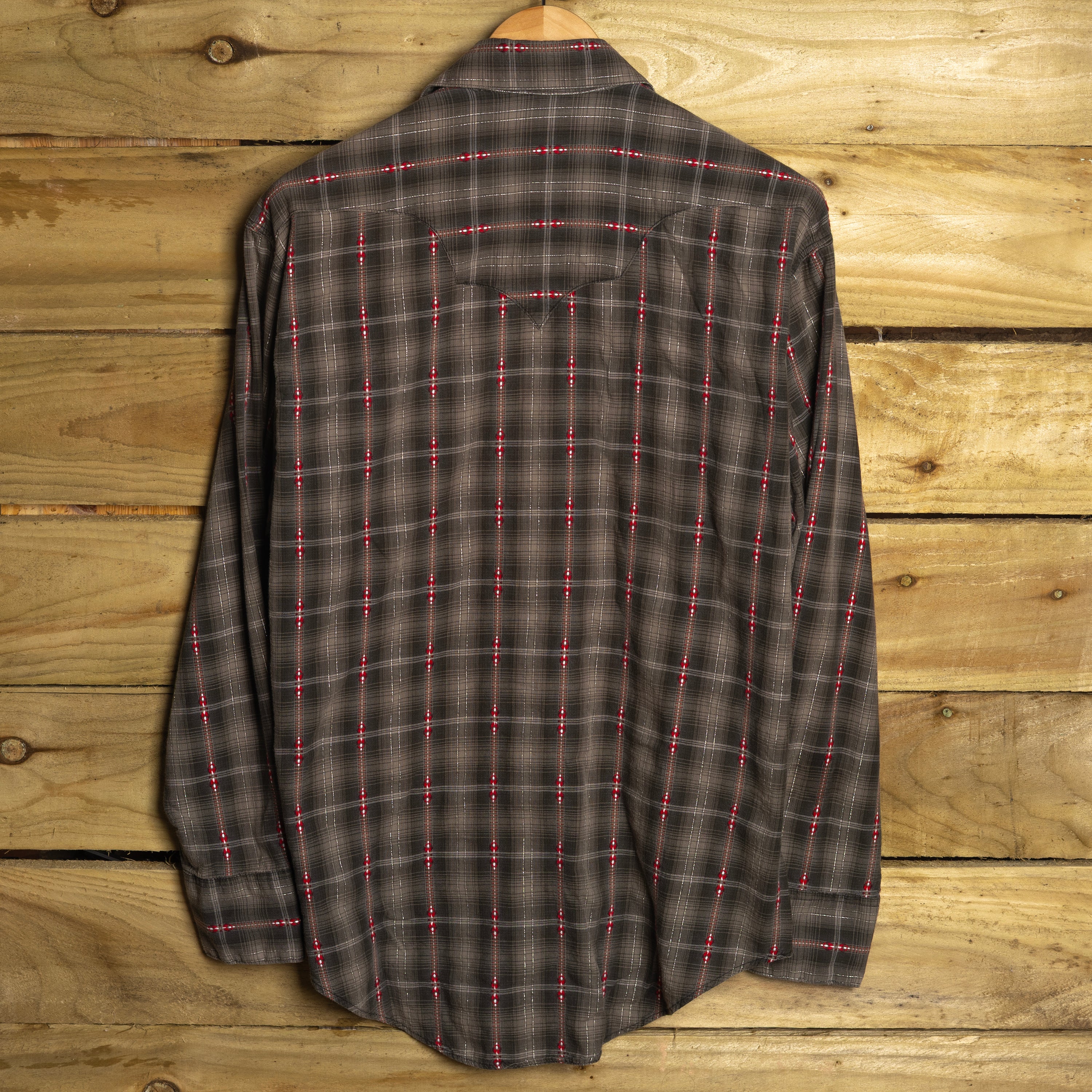 Rockmount Ranch Wear Striped Black Cotton Western Shirt | Pearl Snaps | Sawtooth Pockets | Men's M