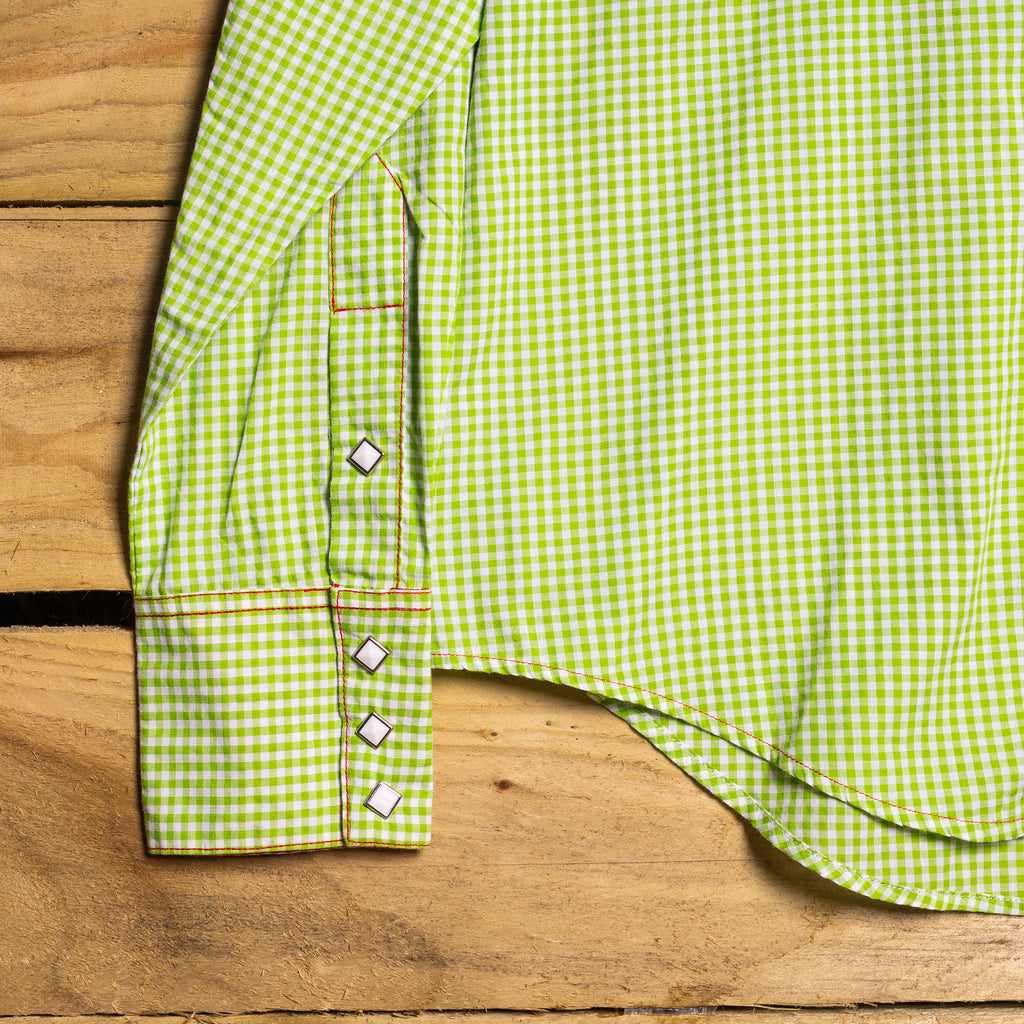Vintage Rockmount Ranch Wear Green & White Check Western Shirt – Pearl Snaps, Size 10-12