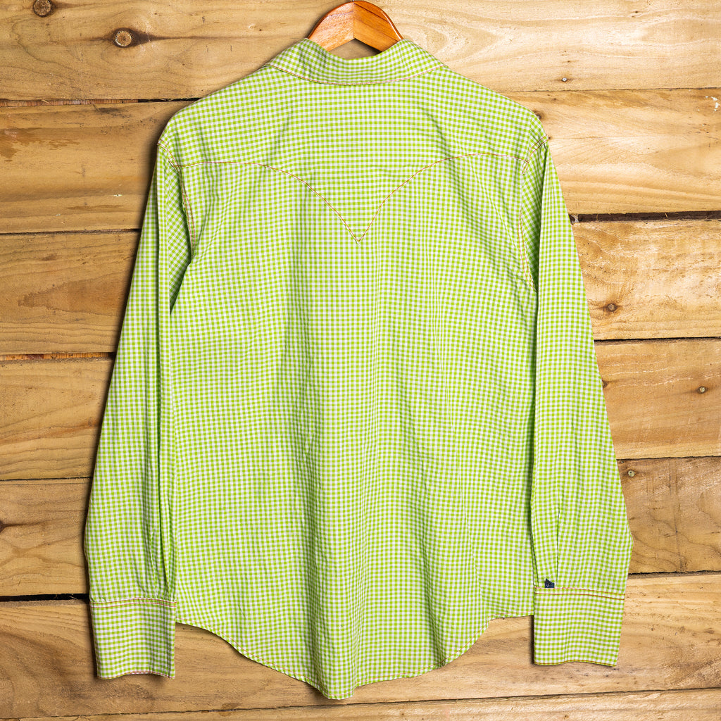 Vintage Rockmount Ranch Wear Green & White Check Western Shirt – Pearl Snaps, Size 10-12