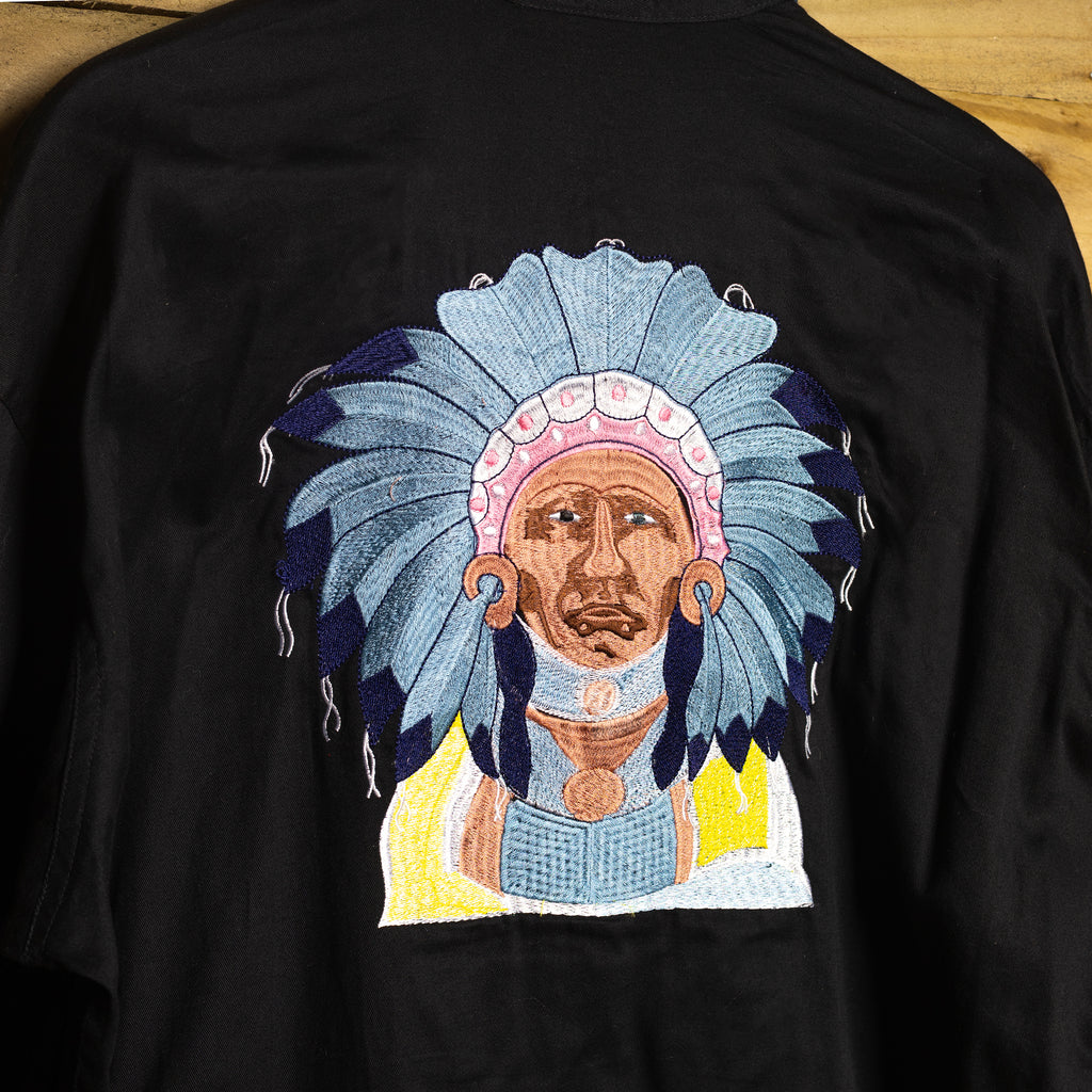 Rockmount Ranch Wear Black Embroidered Western Shirt - Pearl Snaps - Size L
