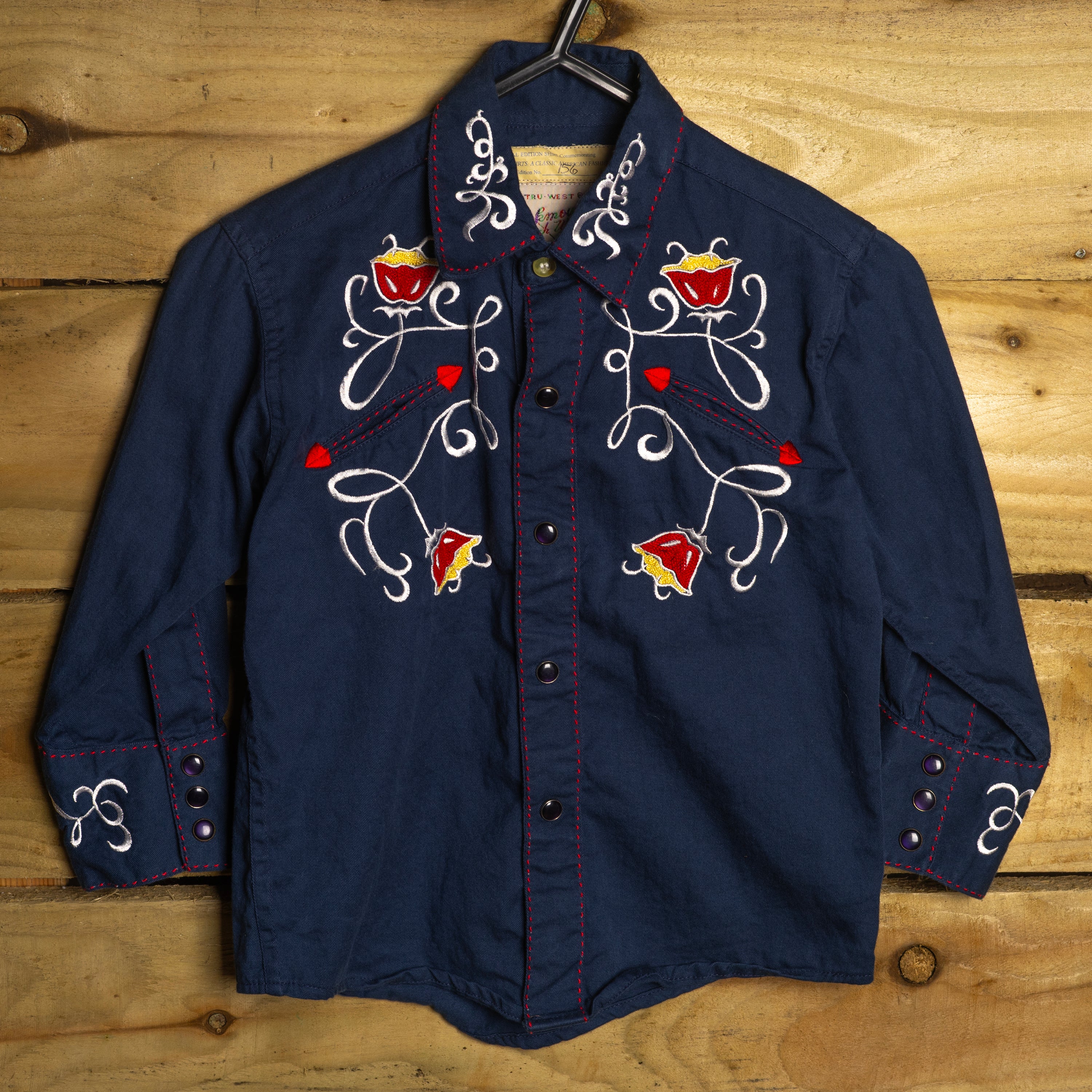 Rockmount Ranch Wear x Gibbs Smith Limited Edition Floral Embroidered Kids Pearl Snap Western Shirt No.156 — Size S (2-4)