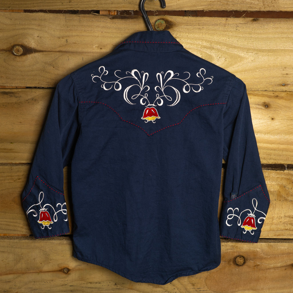 Rockmount Ranch Wear x Gibbs Smith Limited Edition Floral Embroidered Kids Pearl Snap Western Shirt No.156 — Size S (2-4)