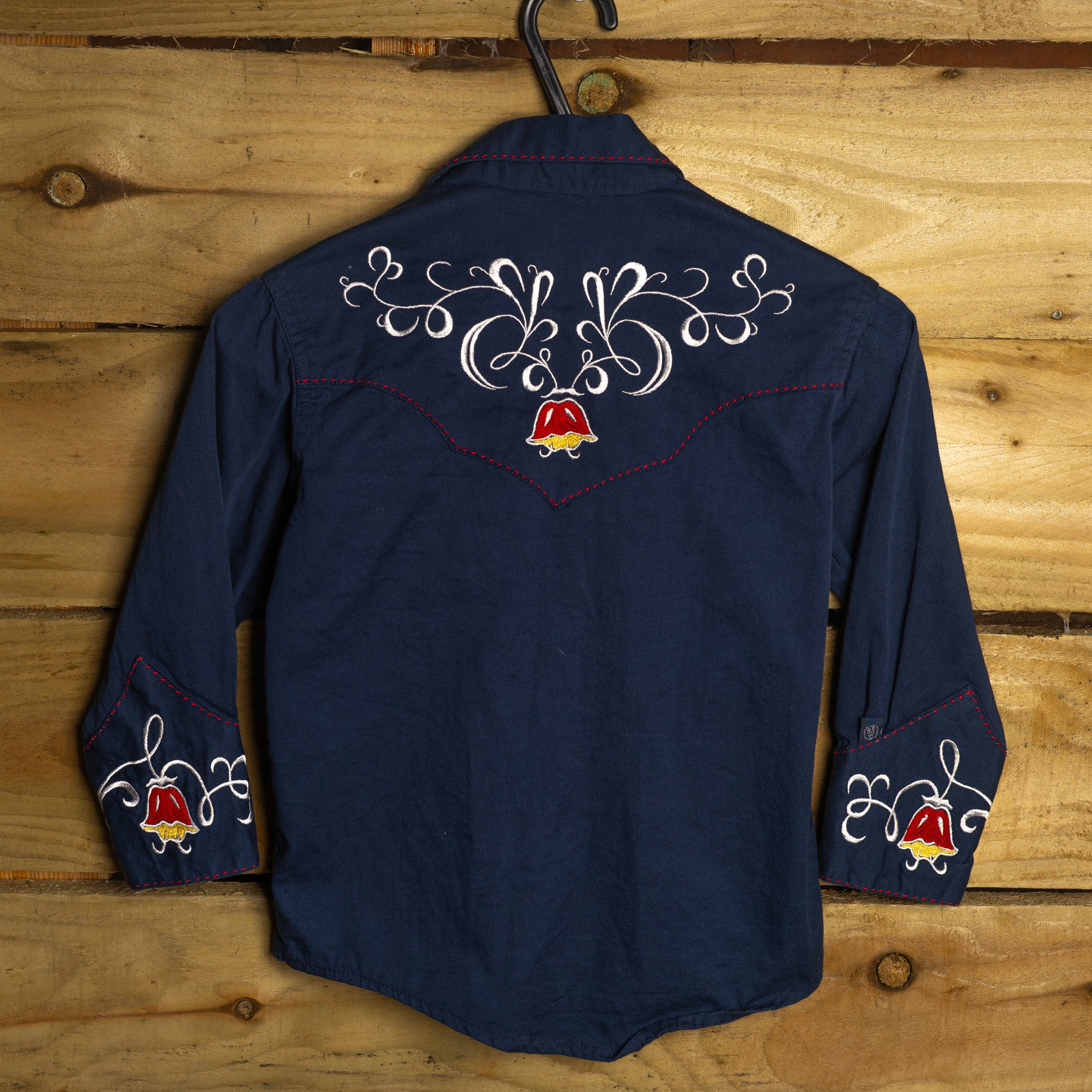 Rockmount Ranch Wear x Gibbs Smith Limited Edition Floral Embroidered Kids Pearl Snap Western Shirt No.156 — Size S (2-4)
