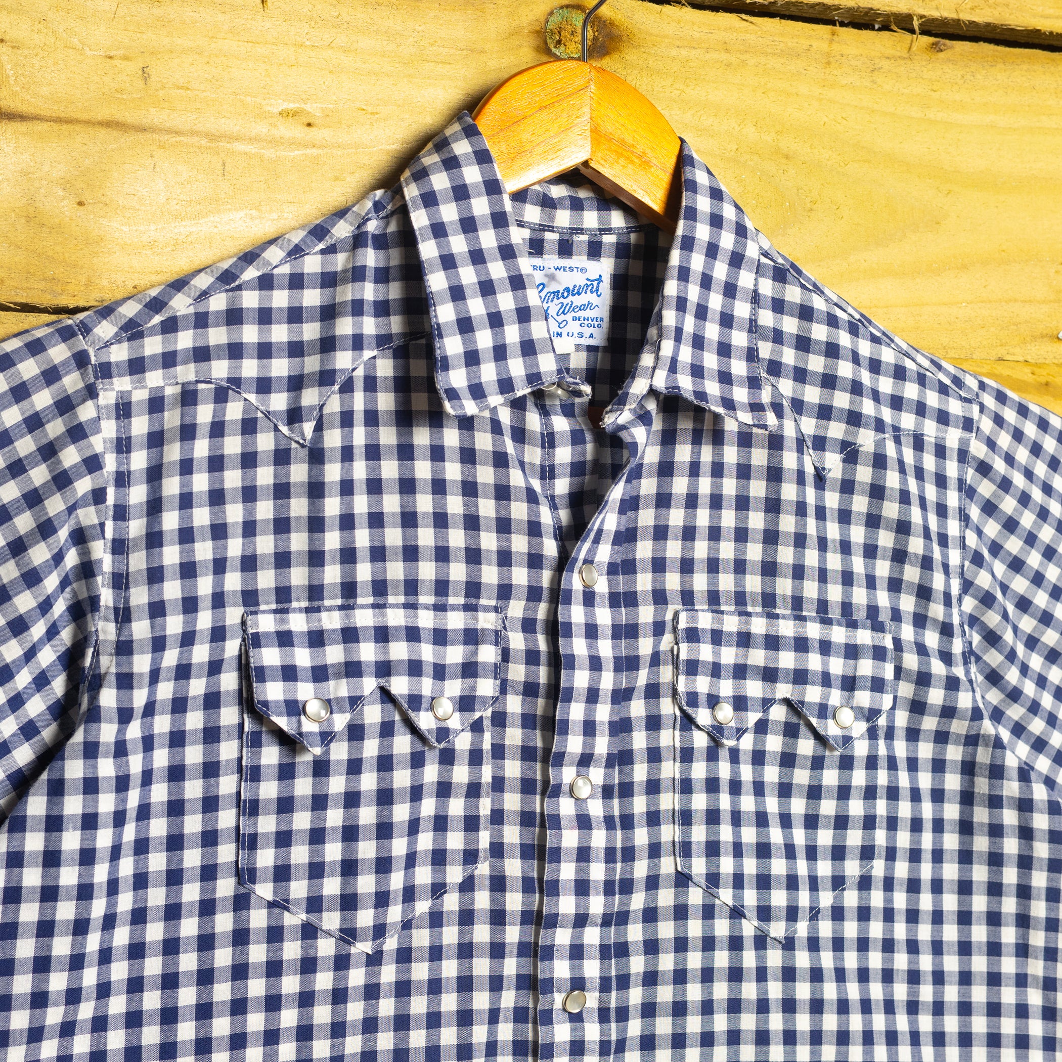 Rockmount Ranch Wear Youth Blue & White Check Western Shirt - Pearl Snaps - Teen Size