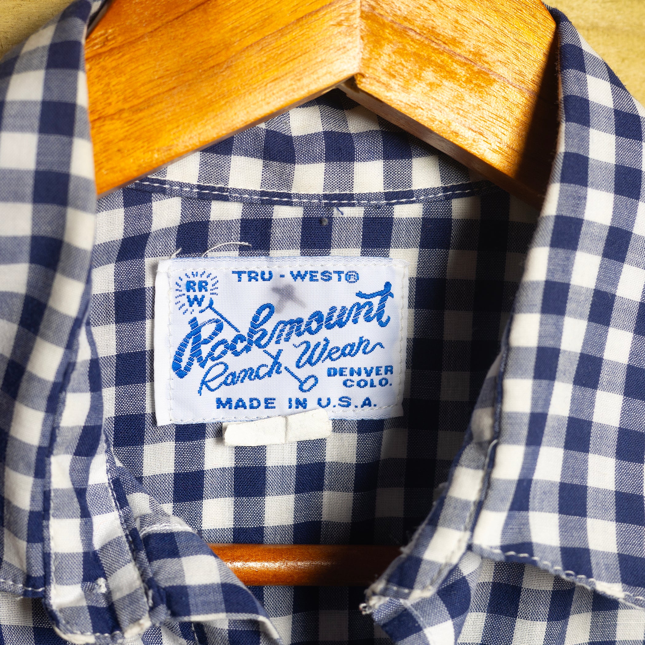 Rockmount Ranch Wear Youth Blue & White Check Western Shirt - Pearl Snaps - Teen Size