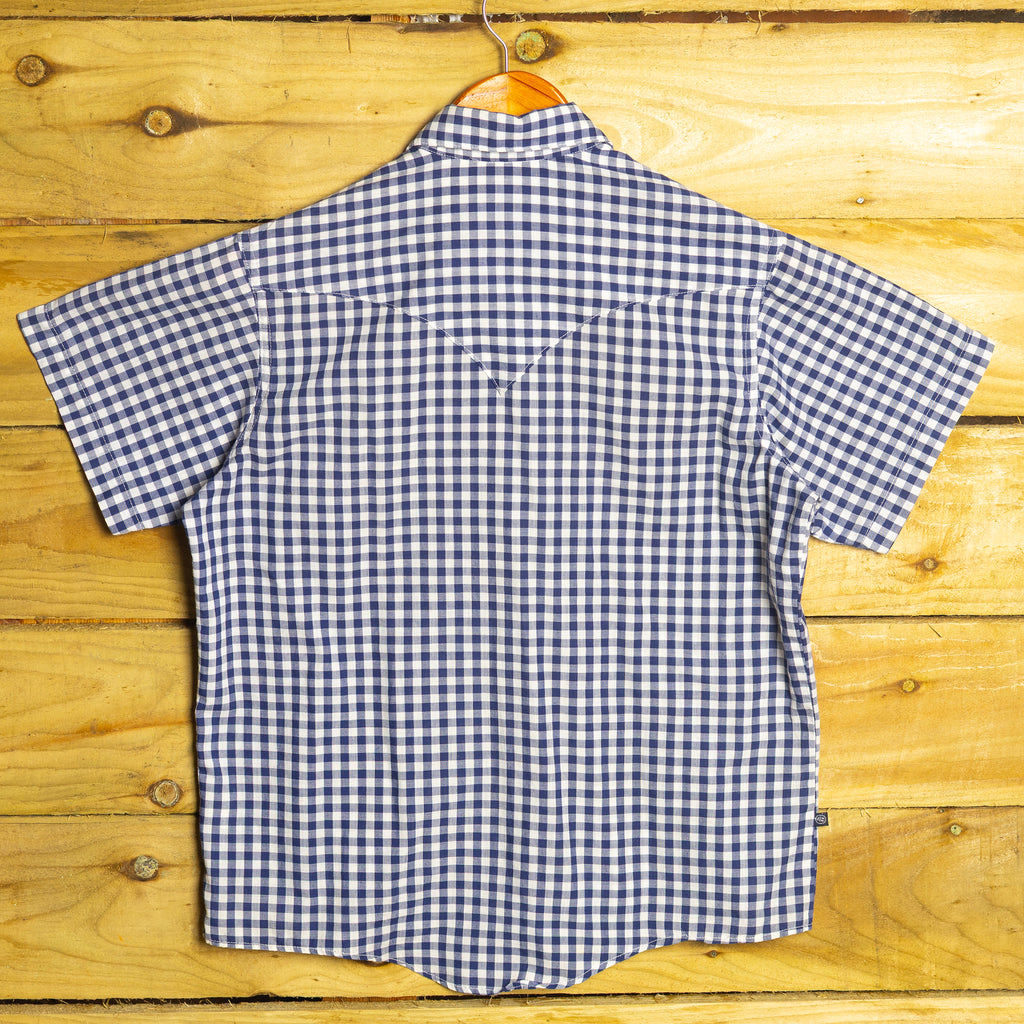 Rockmount Ranch Wear Youth Blue & White Check Western Shirt - Pearl Snaps - Teen Size