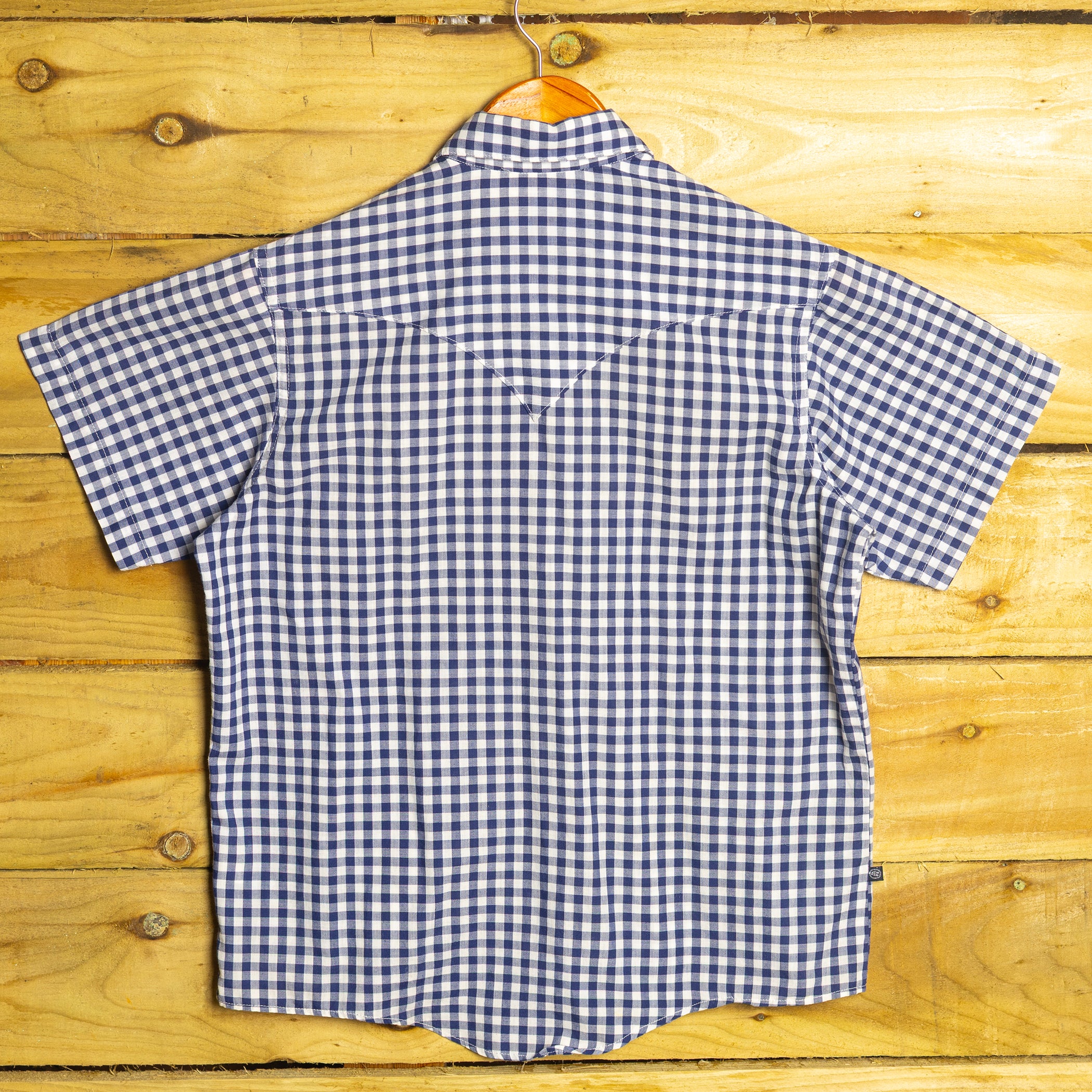 Rockmount Ranch Wear Youth Blue & White Check Western Shirt - Pearl Snaps - Teen Size