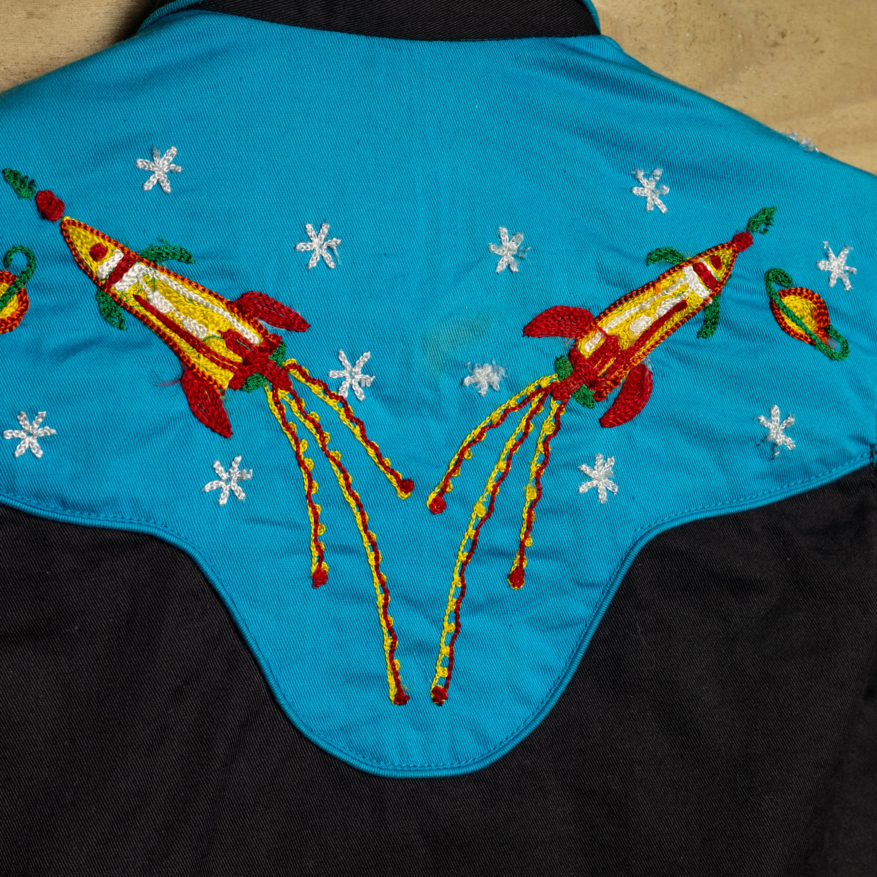 Rockmount Ranch Wear Rocket & Planet Embroidered Kids Western Shirt - Pearl Snaps - Size S