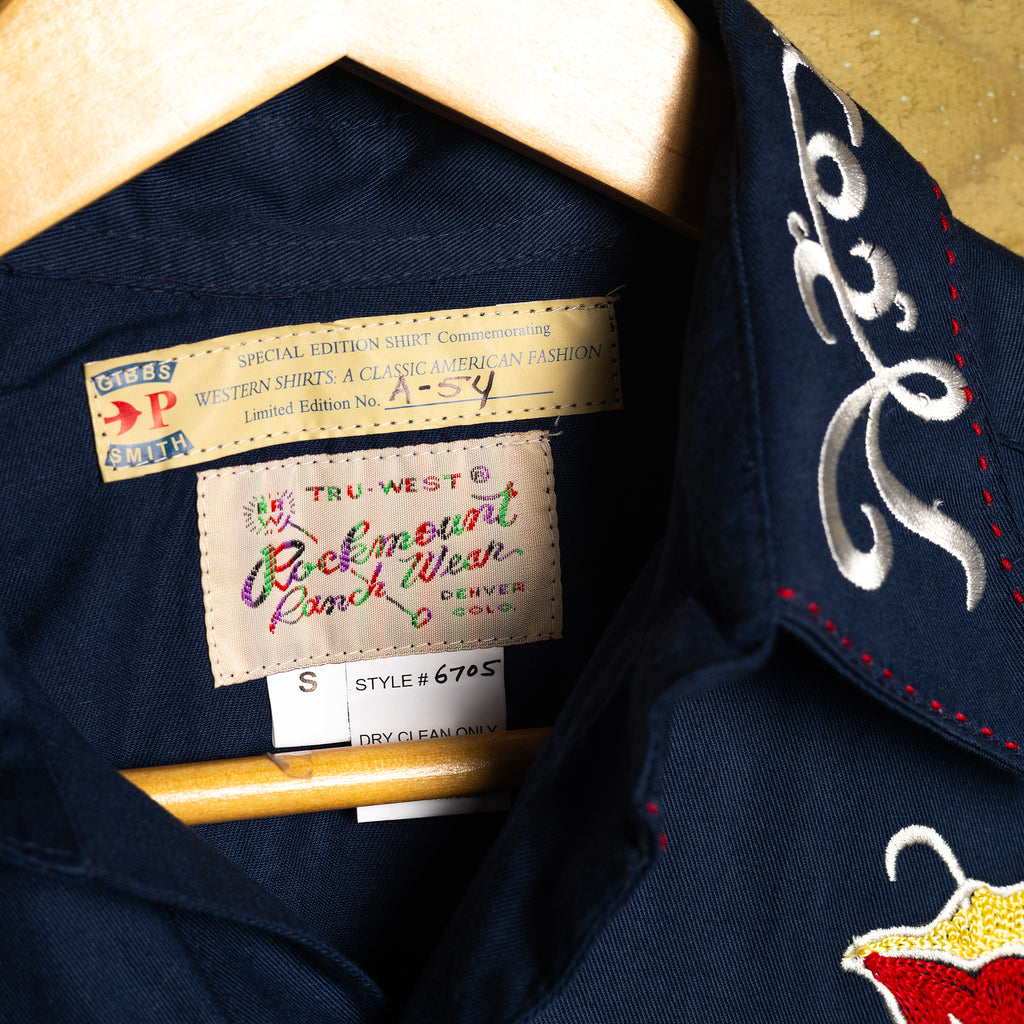 NWT Rockmount Ranchwear Limited Edition Navy Embroidered Tulip Western Shirt