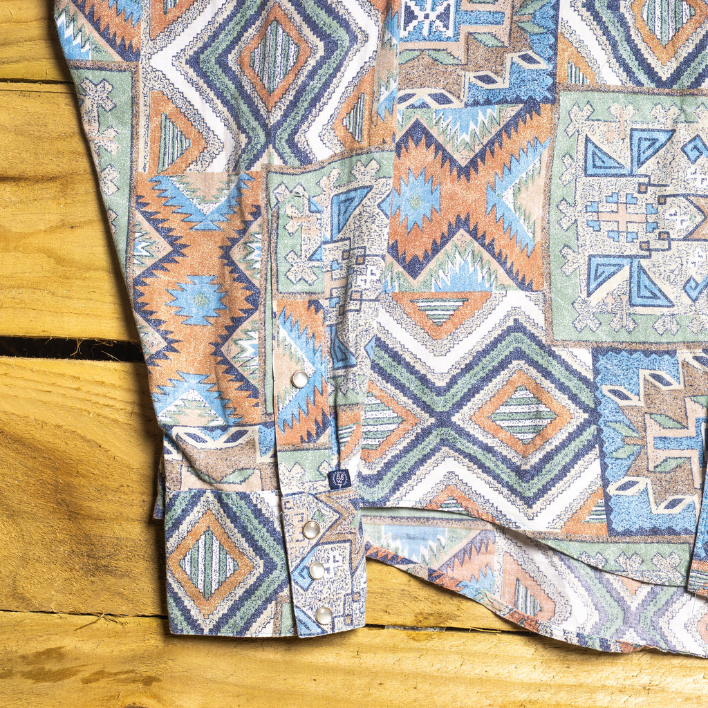 Vintage Rockmount Ranch Wear Aztec Print Western Shirt – Pearl Snaps, Size L