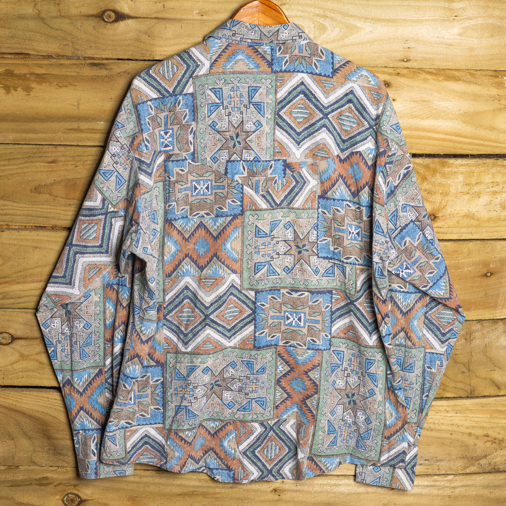 Vintage Rockmount Ranch Wear Aztec Print Western Shirt – Pearl Snaps, Size L