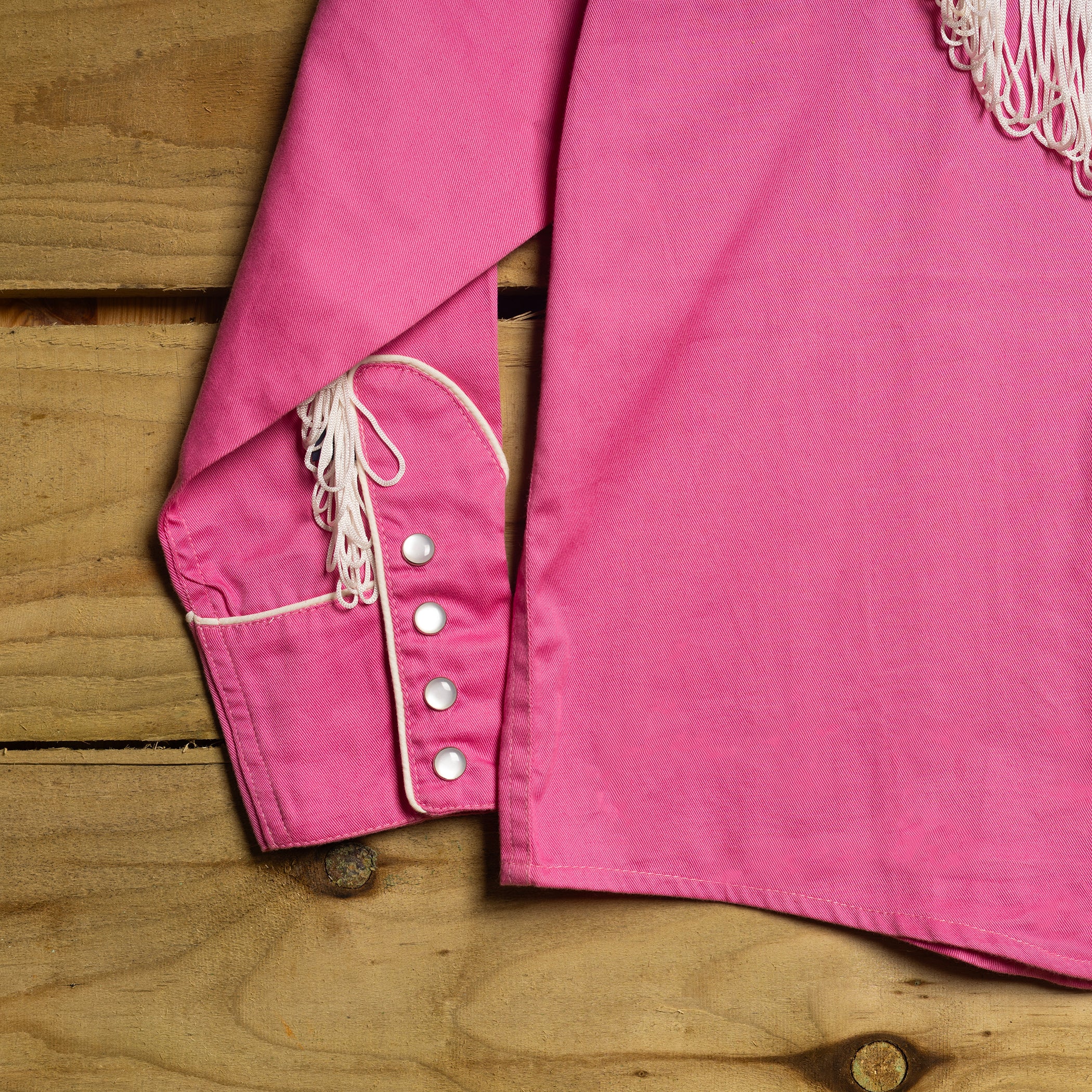 Rockmount Ranch Wear Girls Pink Embroidered Fringe Western Shirt – Pearl Snaps – Size L