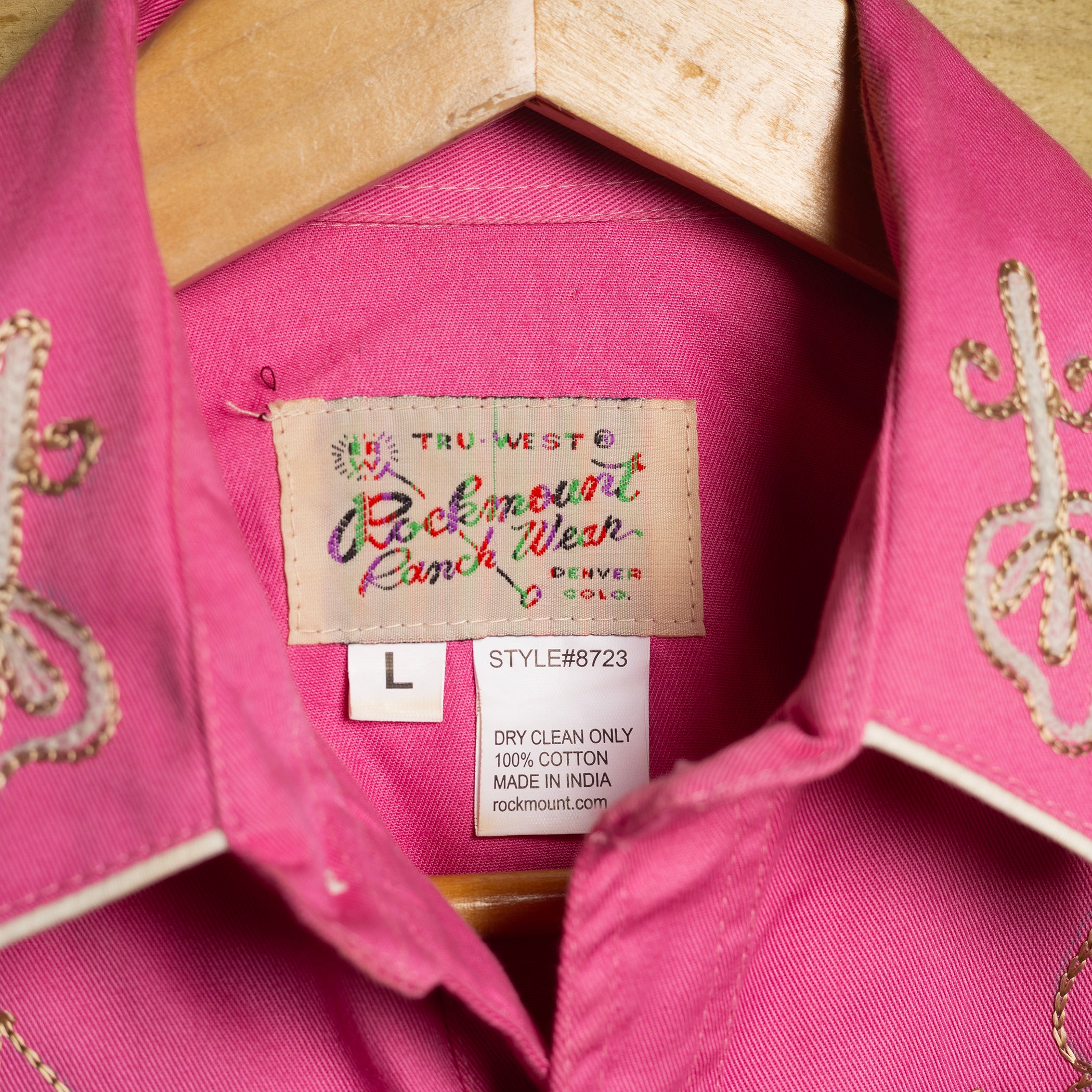 Rockmount Ranch Wear Girls Pink Embroidered Fringe Western Shirt – Pearl Snaps – Size L