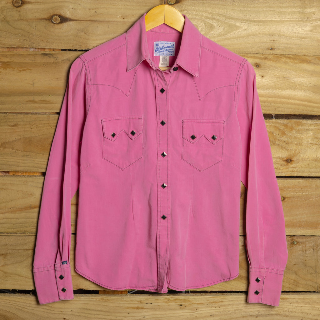 Vintage Rockmount Ranch Wear Pink Women's Western Shirt with Pearl Snaps L 16-18