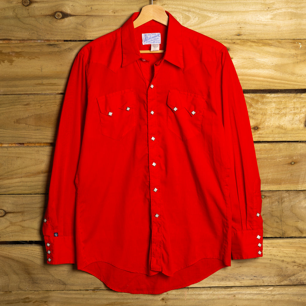 Vintage 1970s Rockmount Ranchwear Red Pearl Snap Western Shirt — Men's M